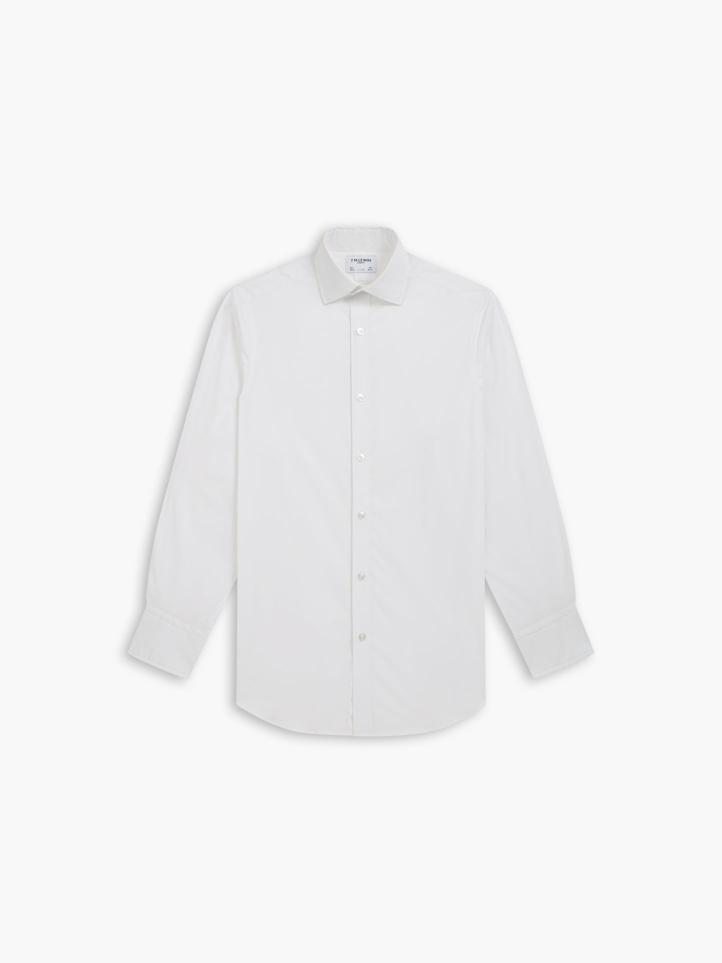 White Poplin Stretch Fitted Single Cuff Classic Collar Shirt