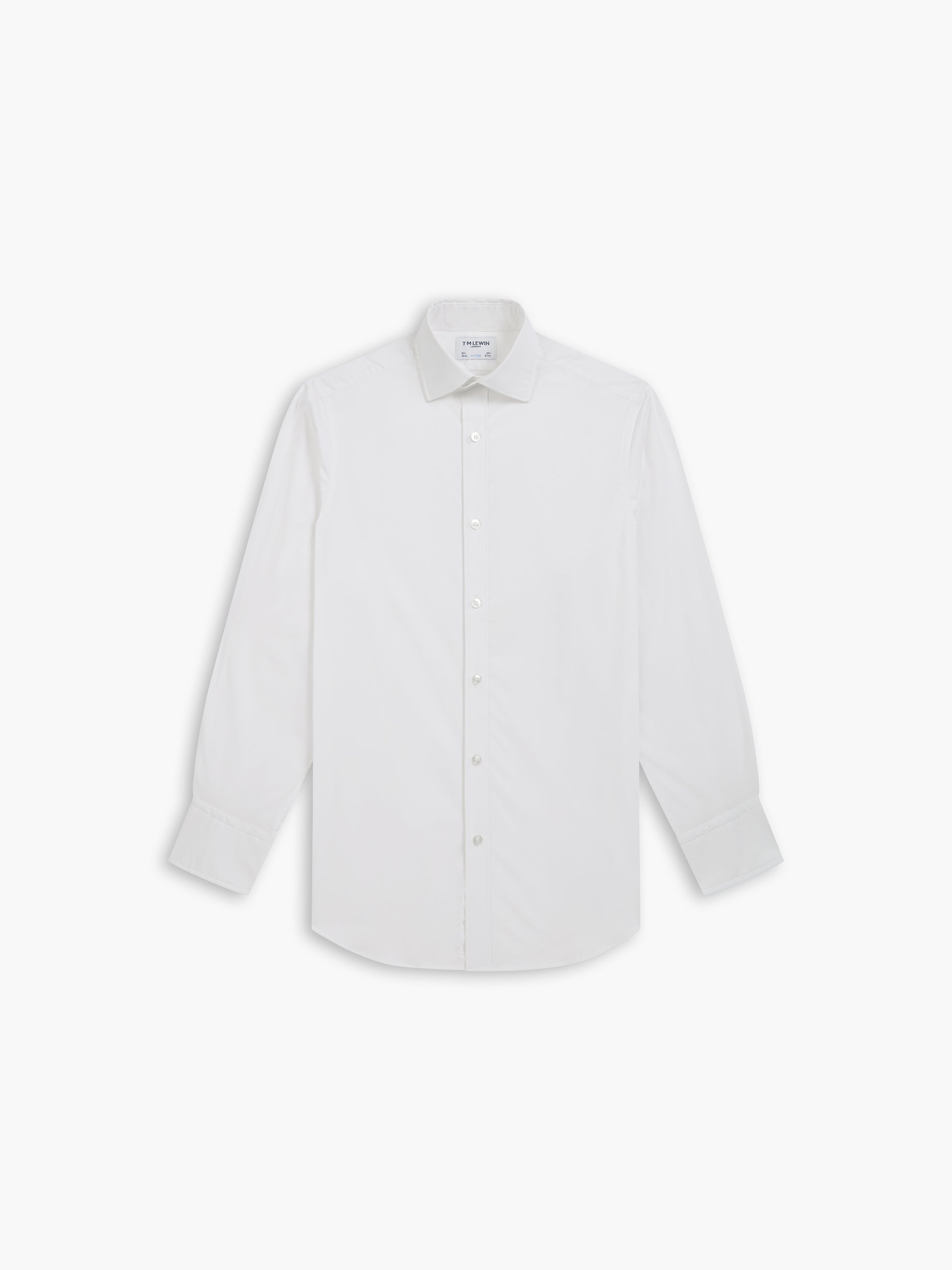 White Poplin Stretch Fitted Single Cuff Classic Collar Shirt – tmlewinuk