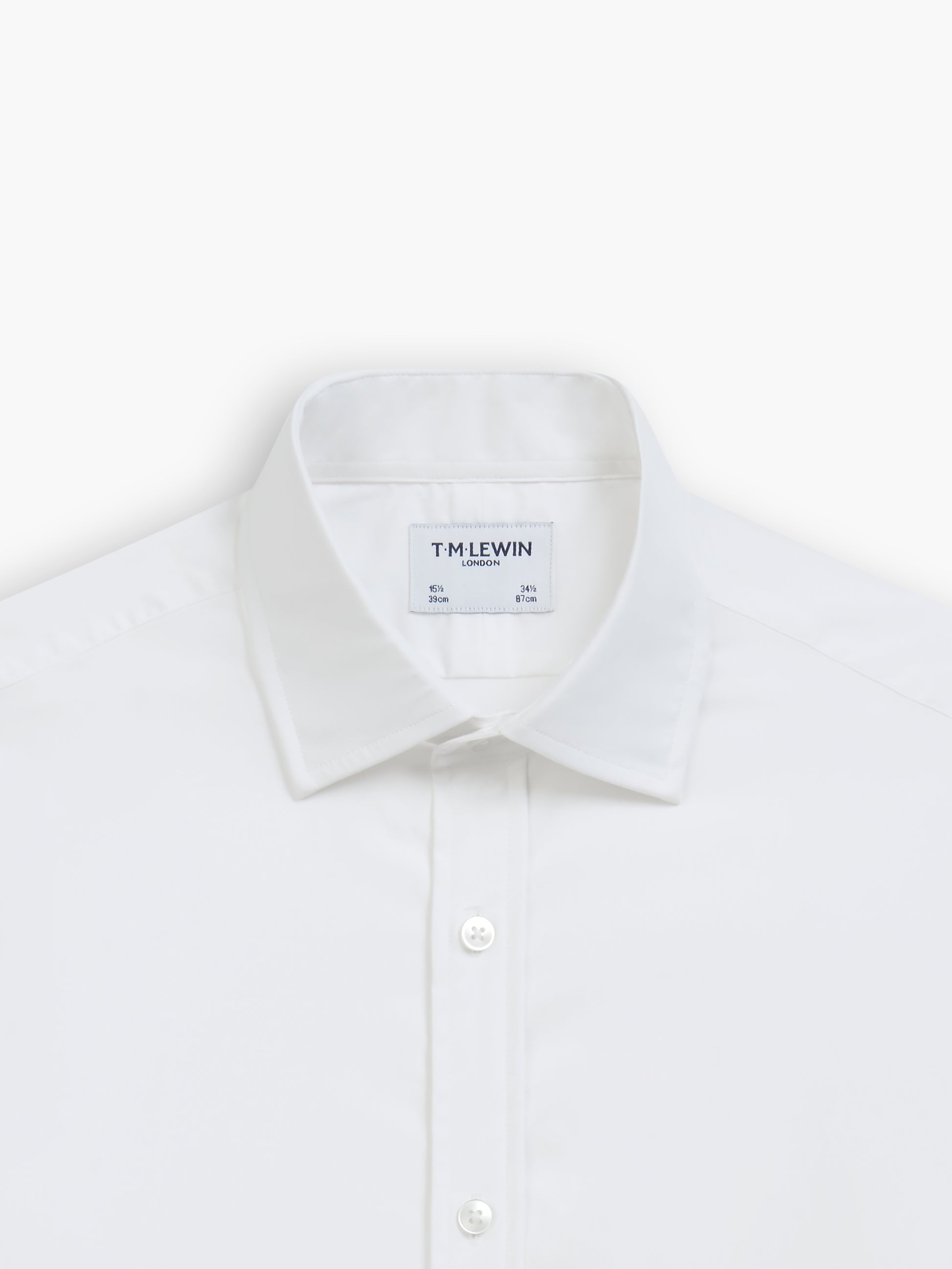 White Poplin Stretch Slim Fit Double Cuff Classic Collar Shirt – tmlewinuk