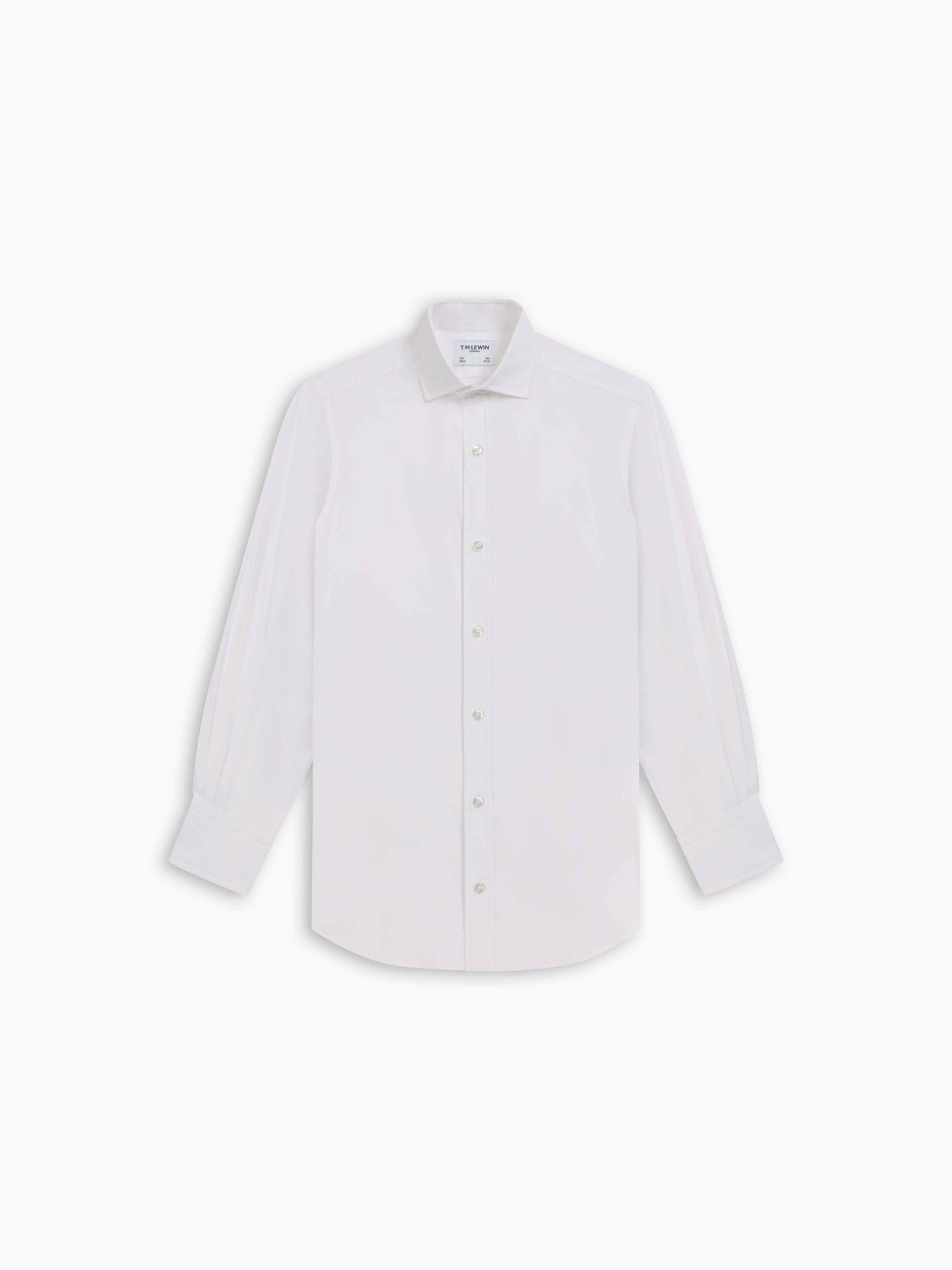 White Poplin Stretch Fitted Single Cuff Cutaway Collar Shirt – tmlewinuk