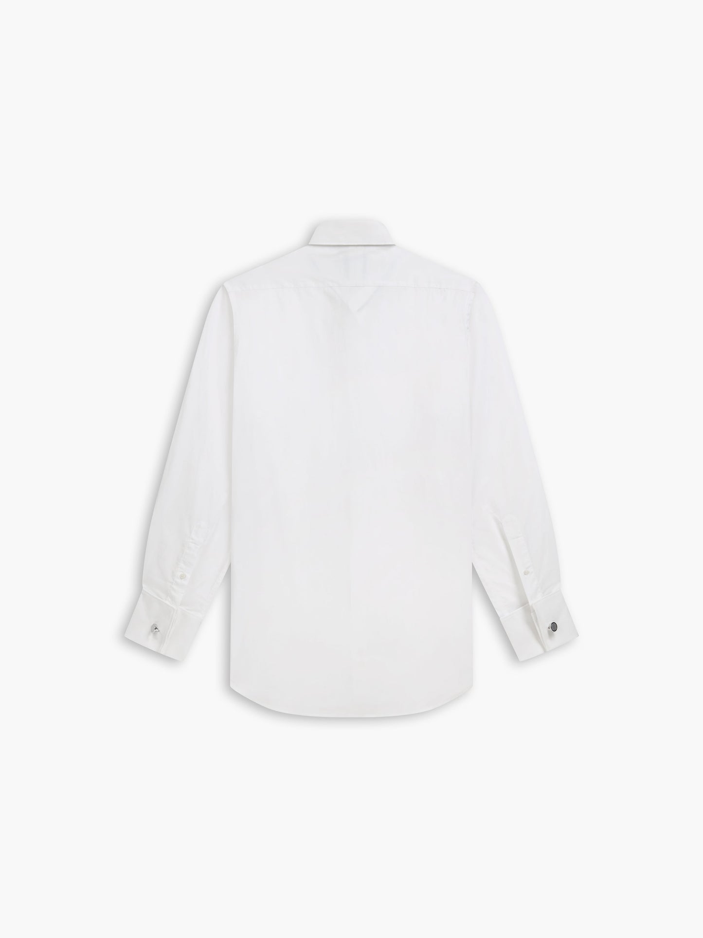 White Stretch Twill Regular Fit Double Cuff Classic Collar Shirt
