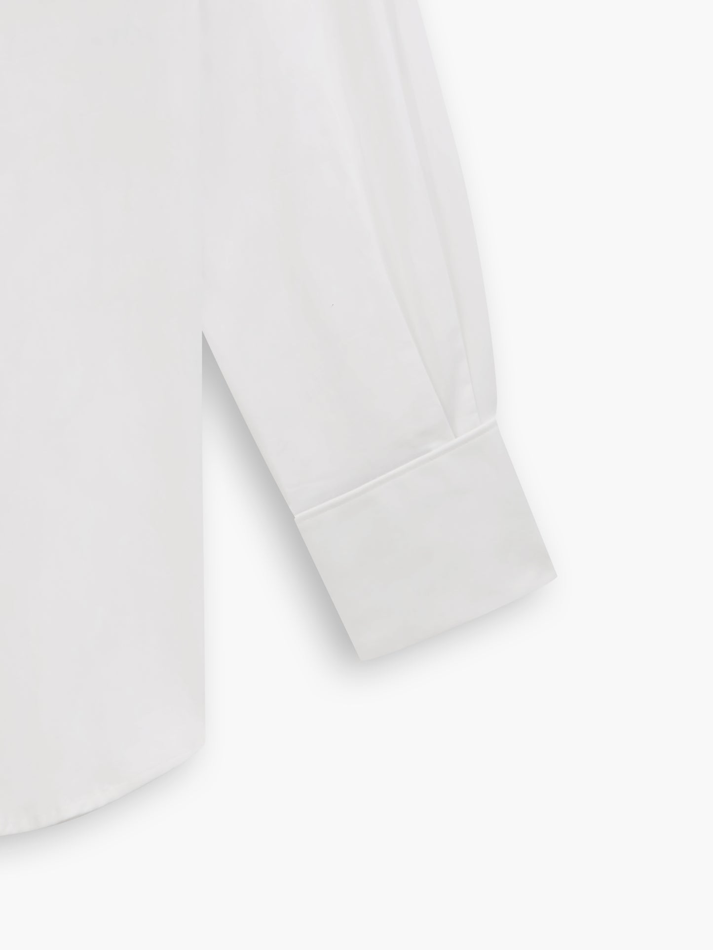 White Stretch Twill Fitted Double Cuff Classic Collar Shirt