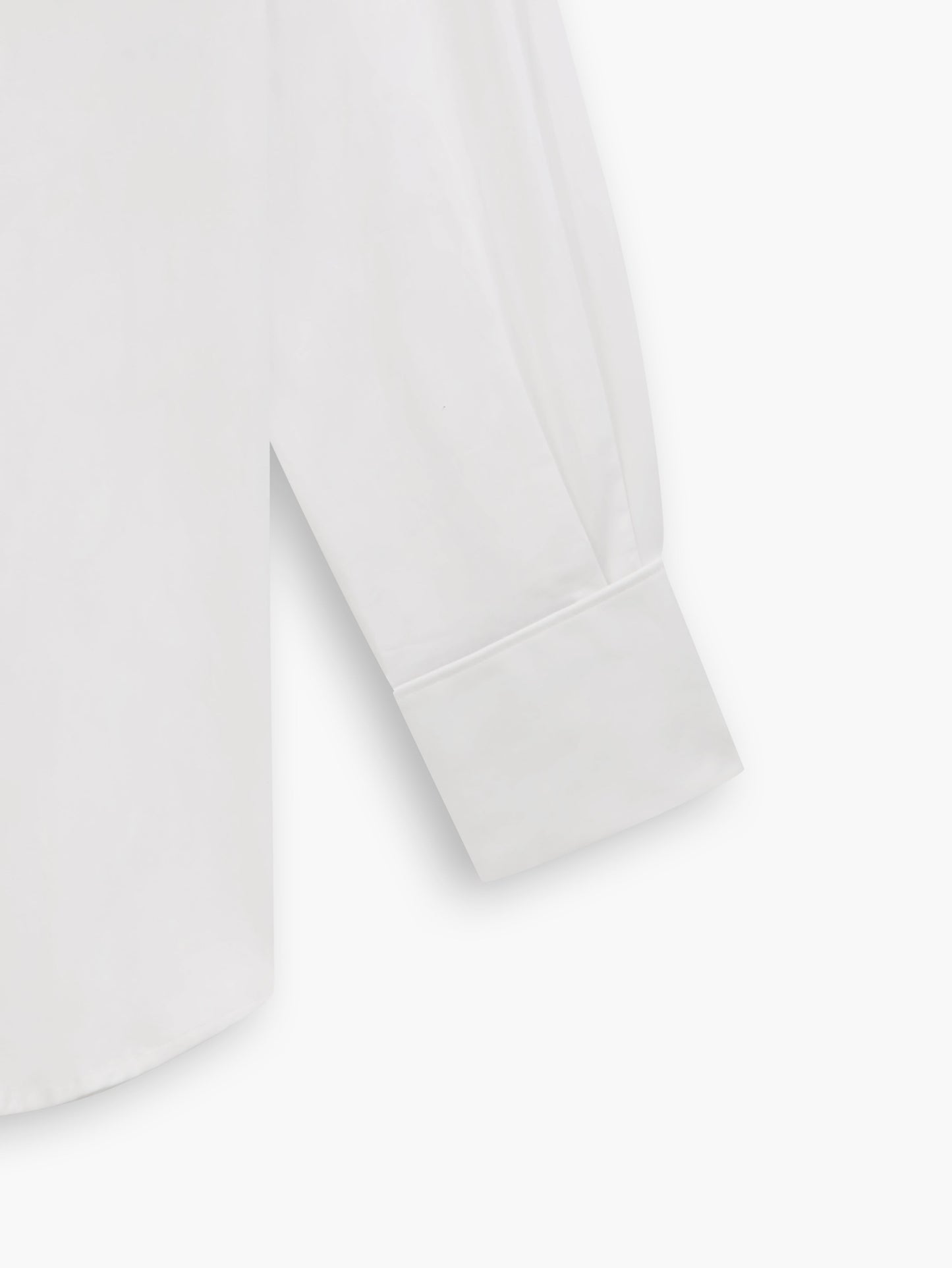 White Stretch Twill Slim Fit Double Cuff Classic Collar Shirt
