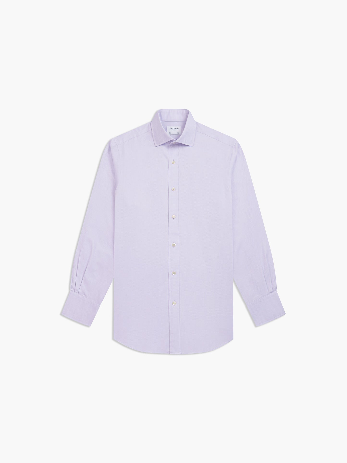 Non-Iron Lilac Horizontal Herringbone Fitted Single Cuff Semi-Cutaway Collar Shirt