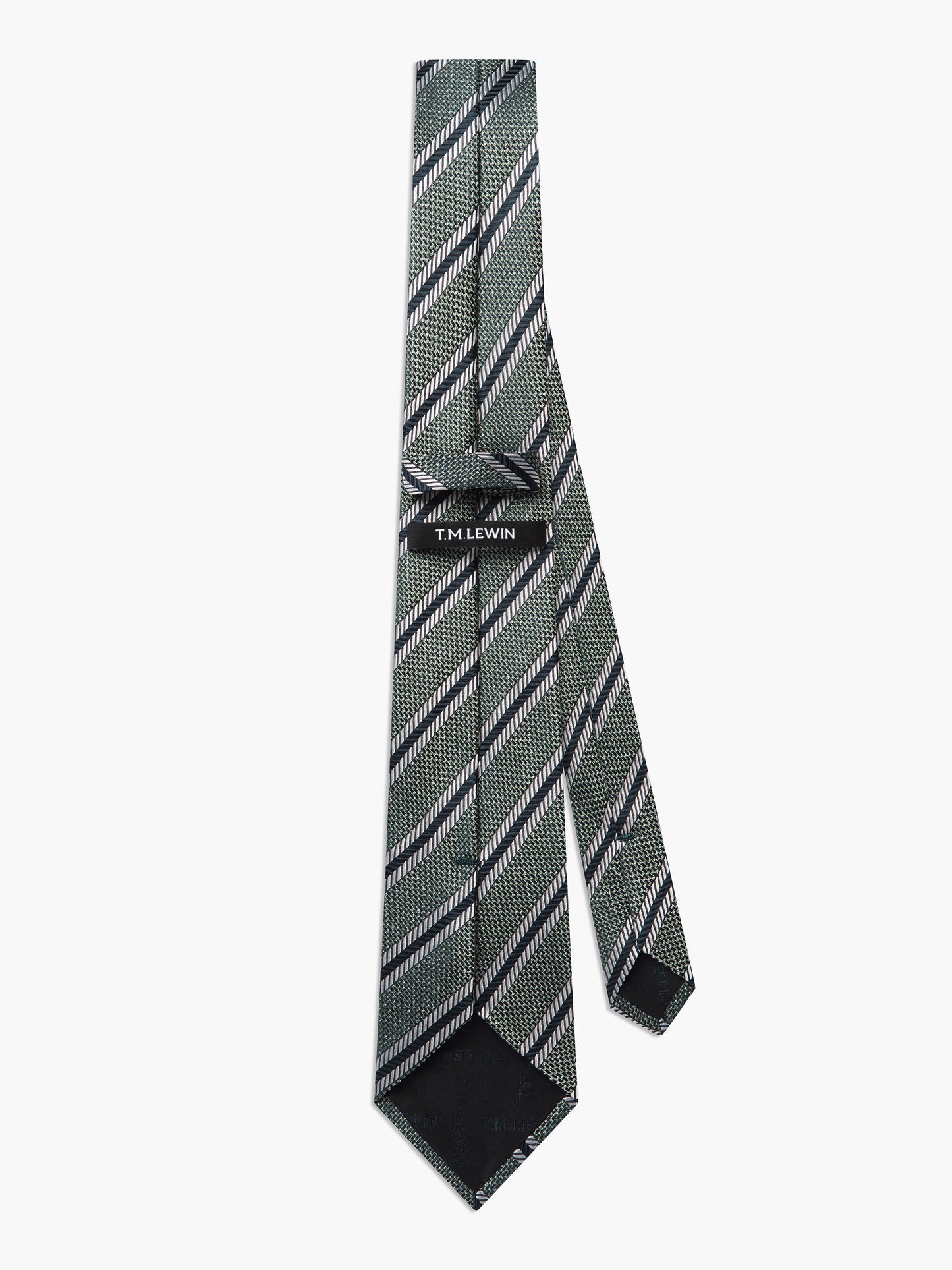 Green Textured Stripe Silk Tie