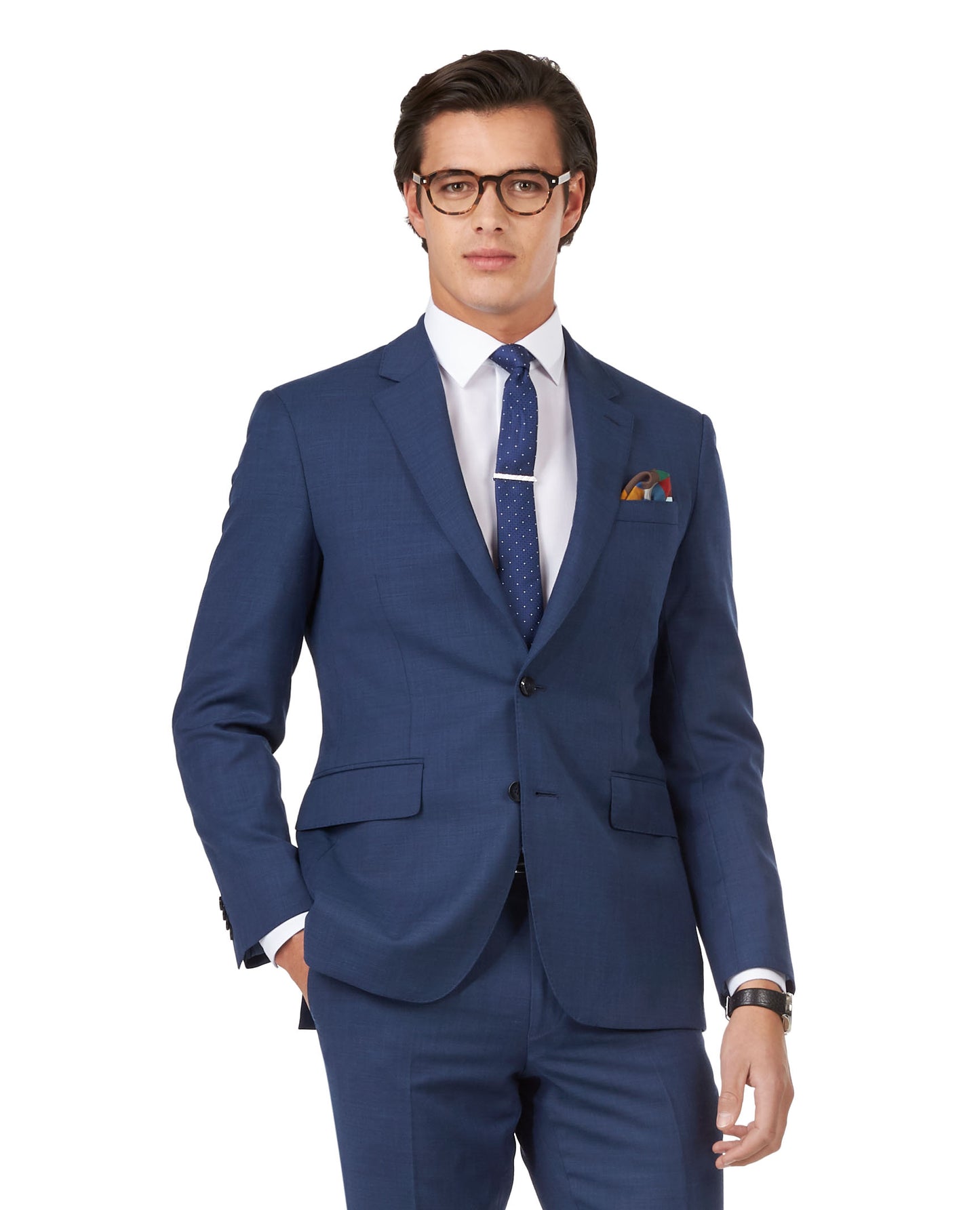 The Islington Slim Fit Blue Semi Plain Jacket