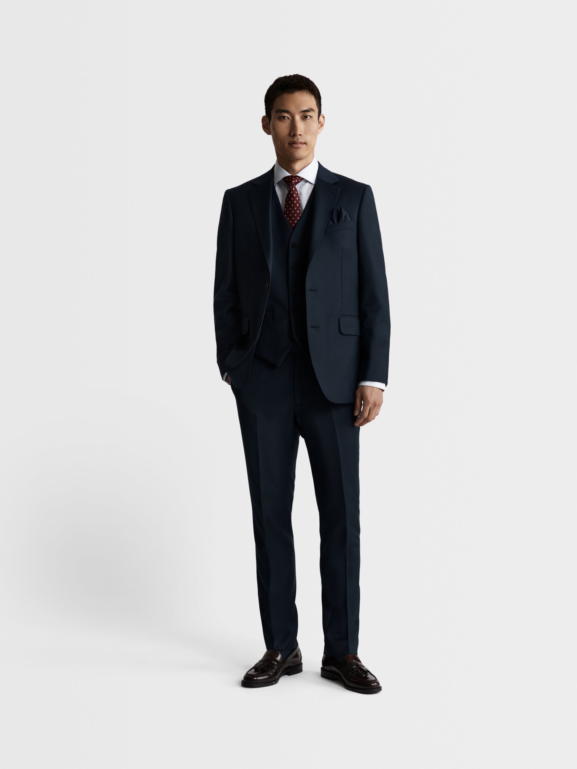 Image 2 of Maxwell Infinity Active Slim Fit Navy Textured Jacket