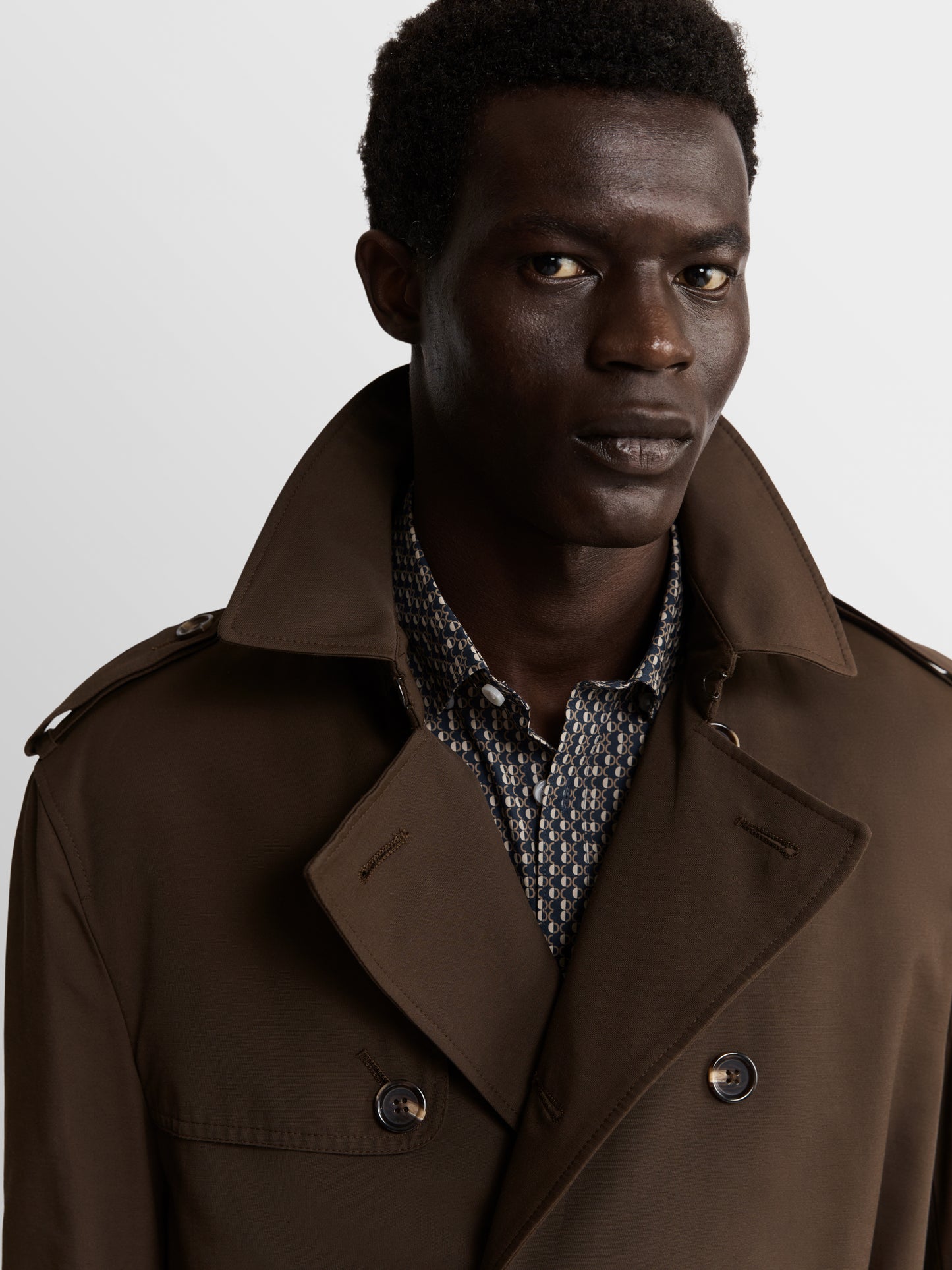 Image 2 of Spencer Slim Fit Trench Coat in Olive Showerproof Fabric