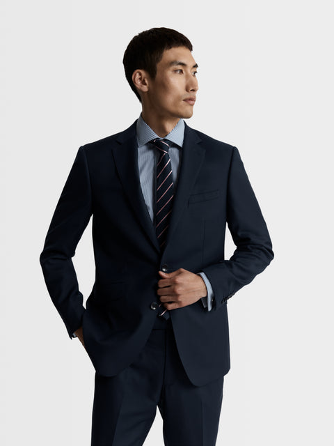 Kane Italian Luxury Slim Navy Puppytooth Suit Jacket