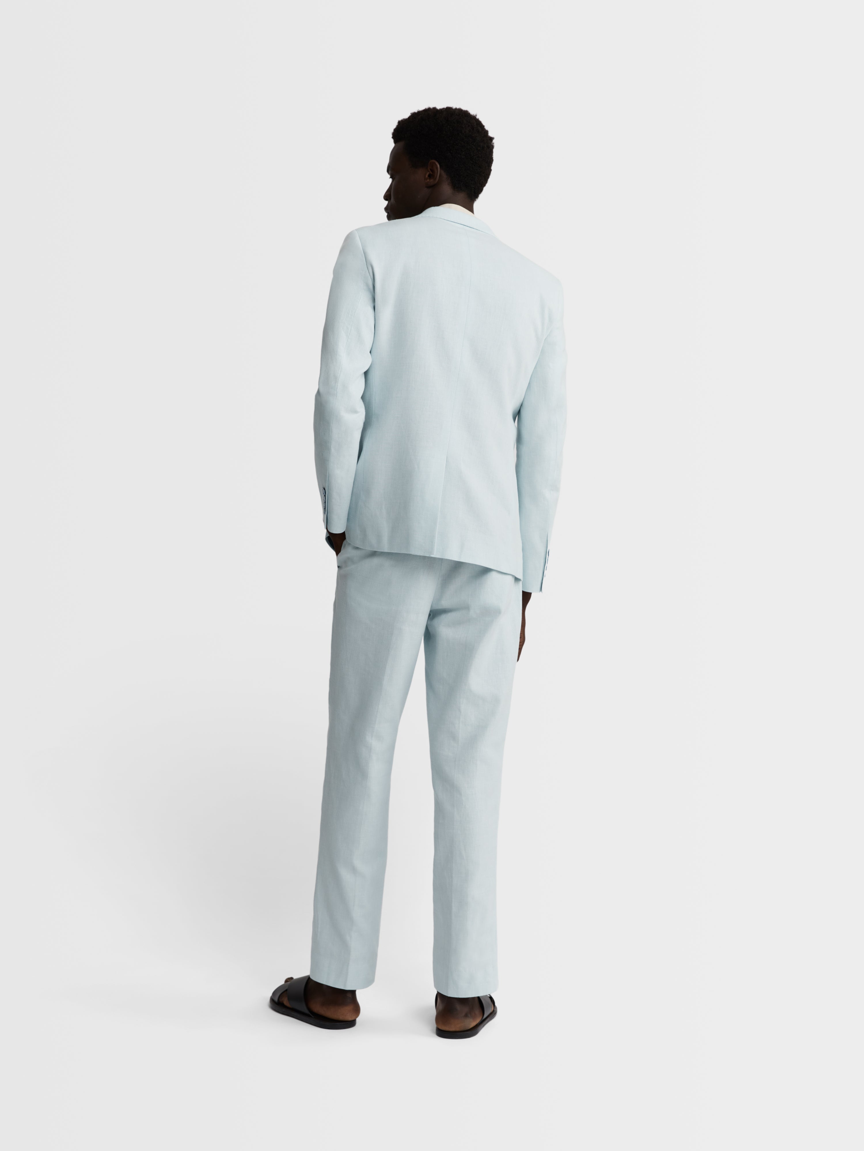 Ashleyj Slim Fit Linen Blend Jacket Lt-Blue