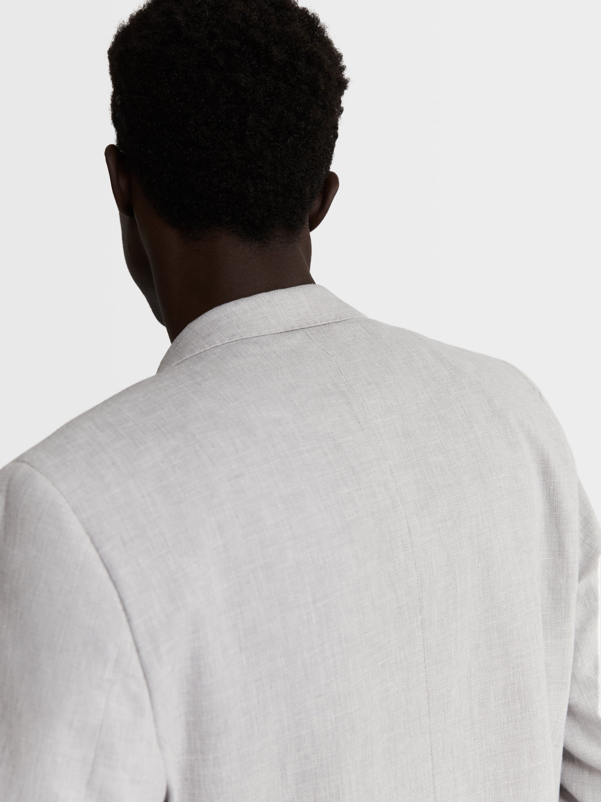 Image 4 of Slim Fit Single Breasted Linen Suit Jacket in Light Grey
