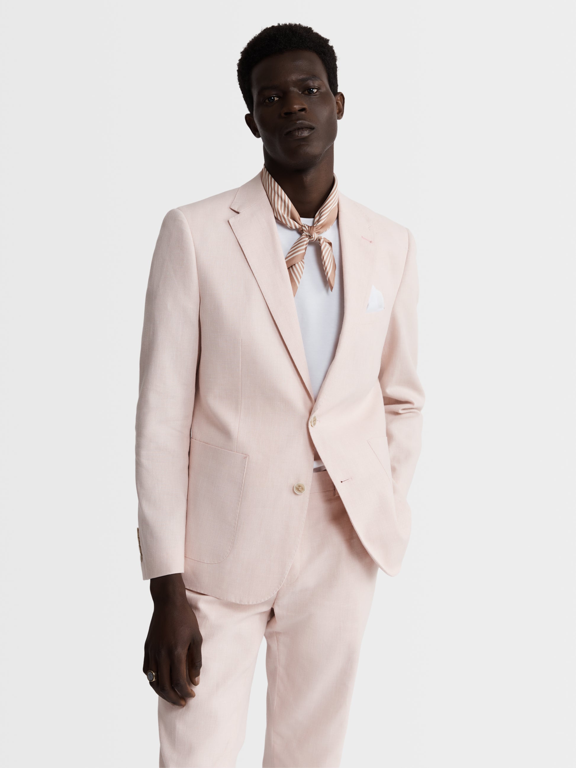 Archer Linen-Blend Slim Pink Suit Jacket