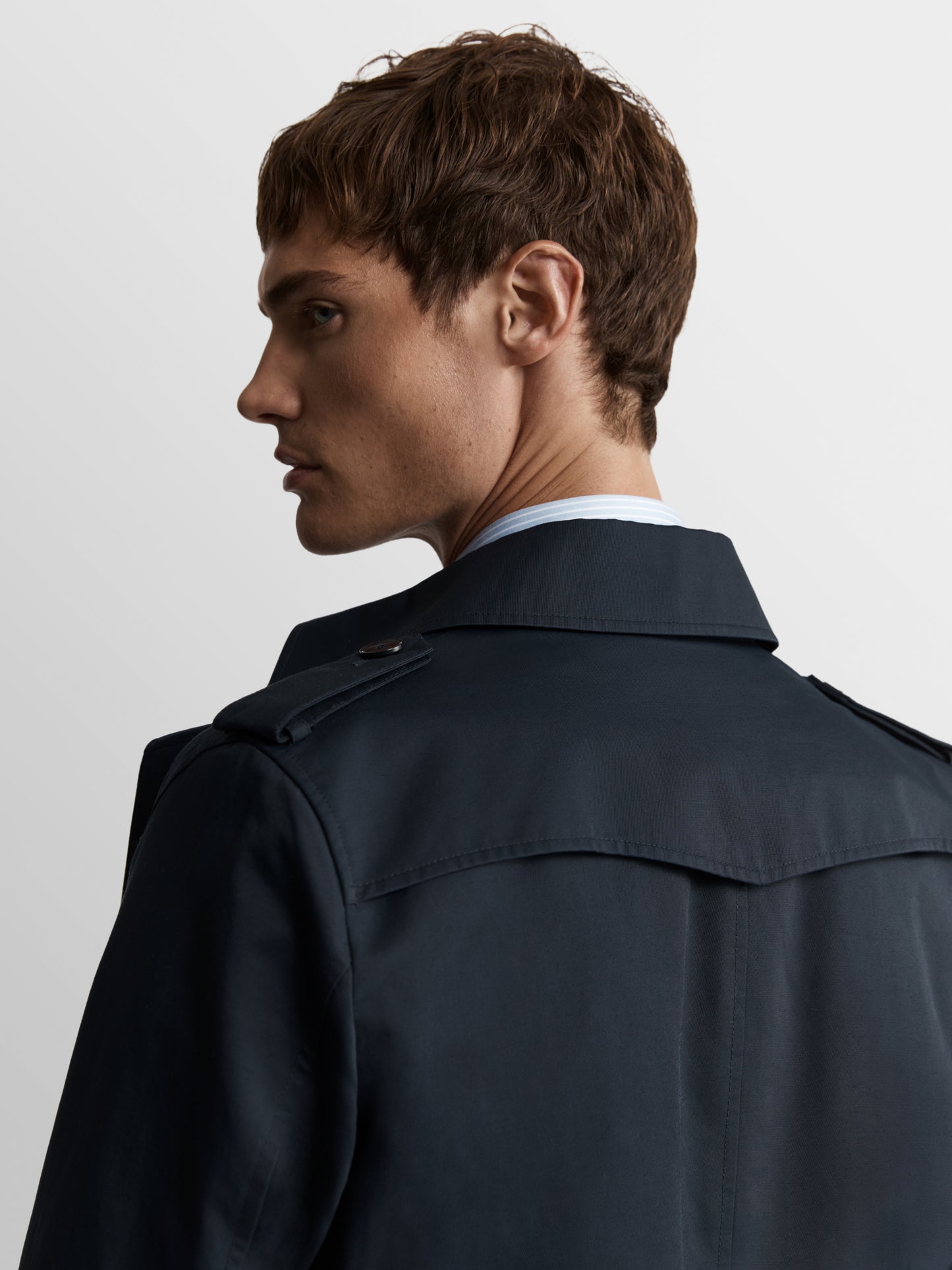 Image 4 of Murray Navy Cotton Blend Trench Coat