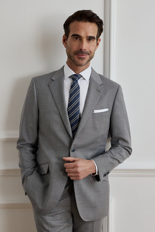 Hackney Wool Blend Slim Suit Jacket - Grey