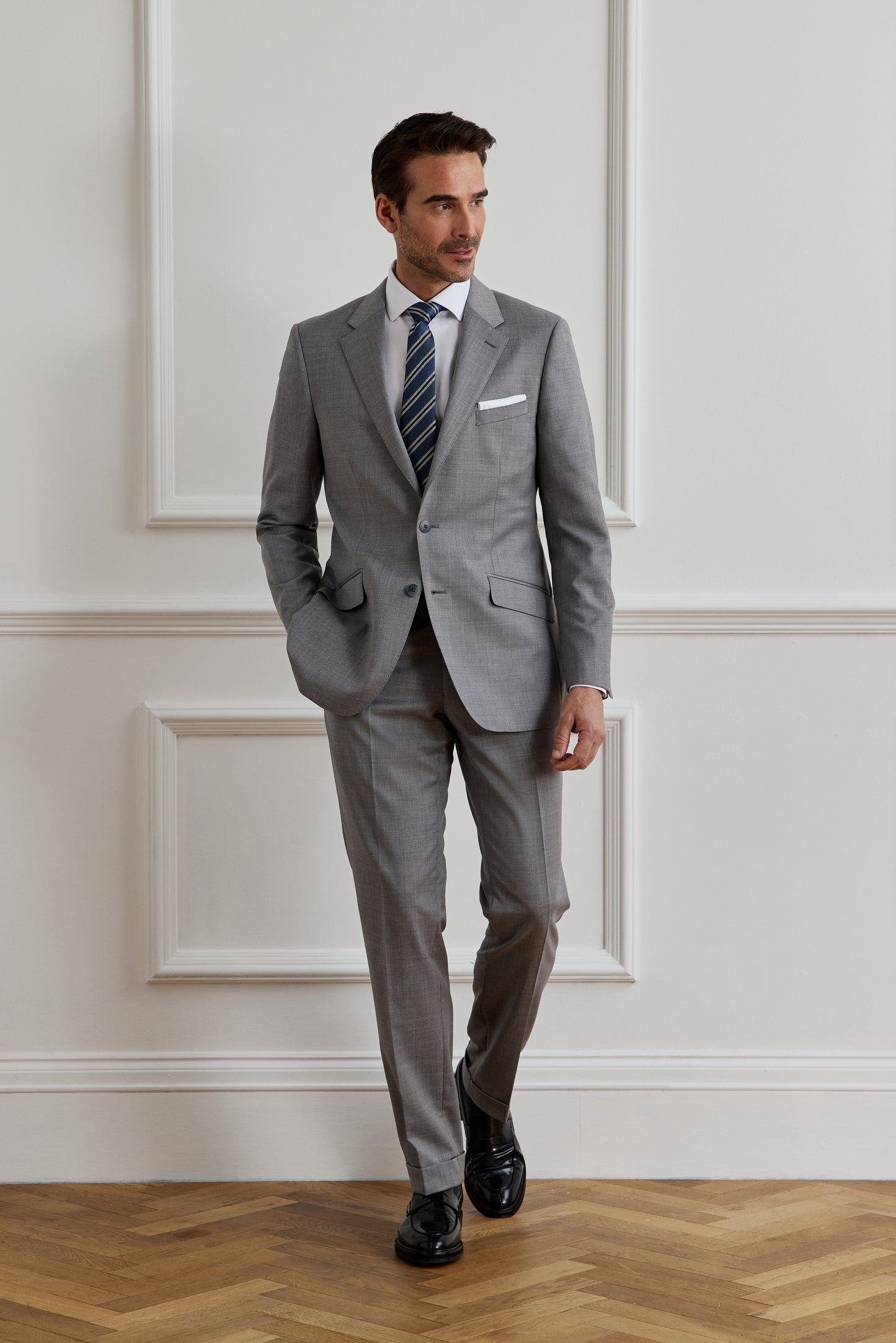 Hackney Wool Blend Slim Suit Trouser - Grey