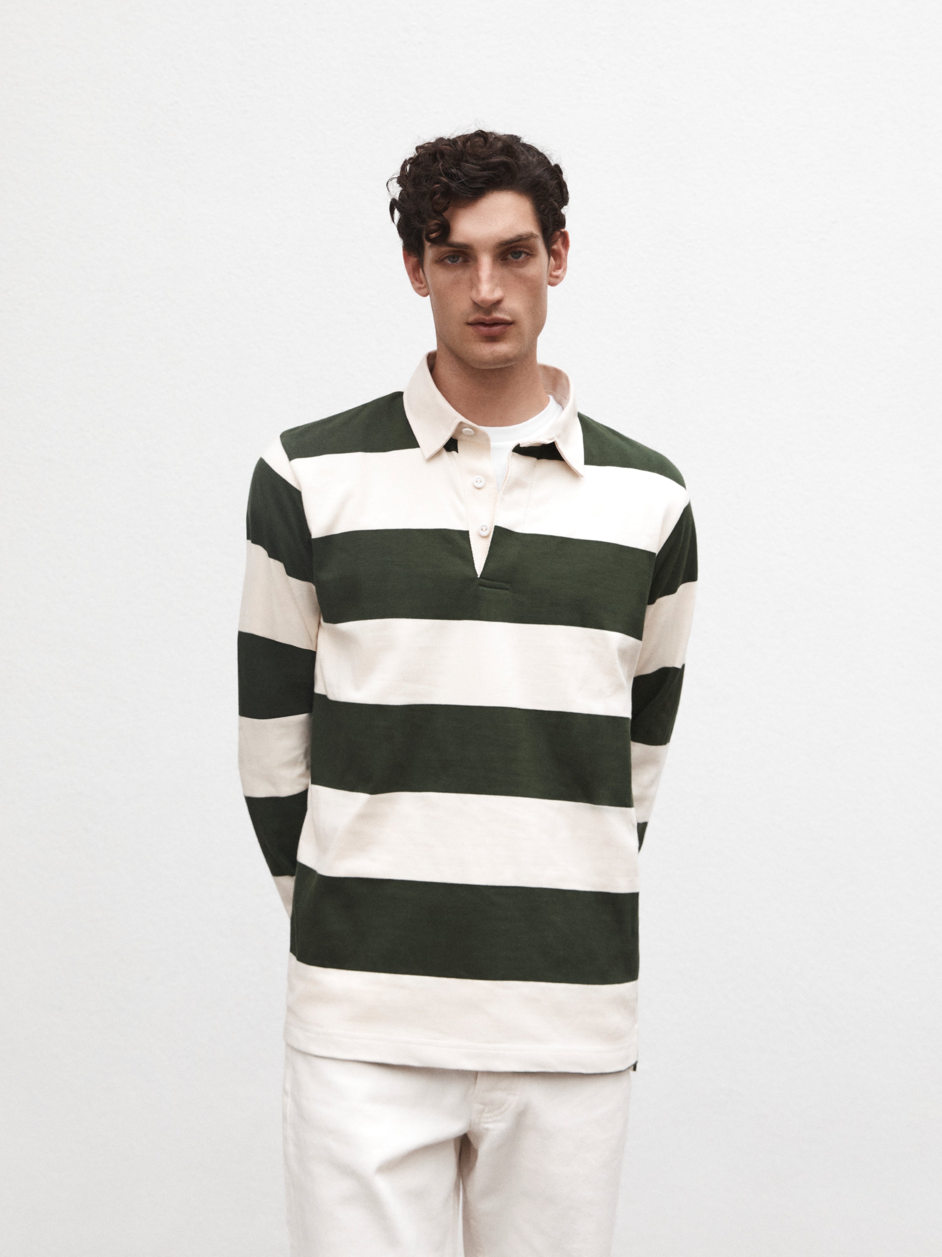 Striped cotton rugby shirt sale