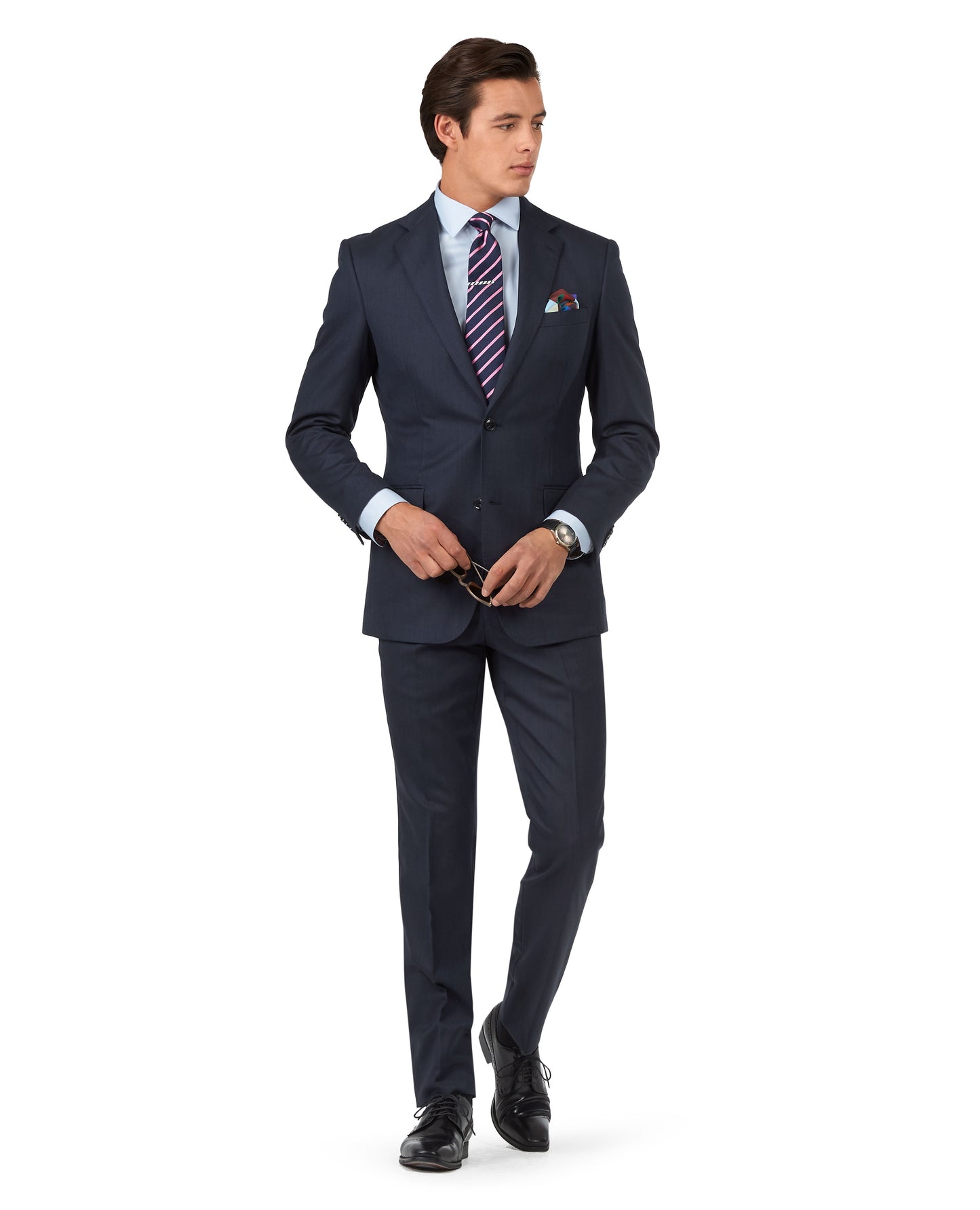 The Lancaster Regular Fit Navy Blue Sharkskin Jacket
