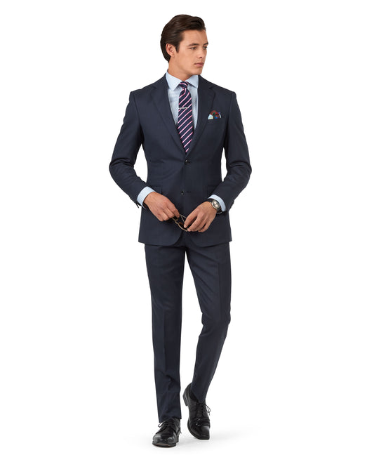 The Lancaster Regular Fit Navy Blue Sharkskin Jacket
