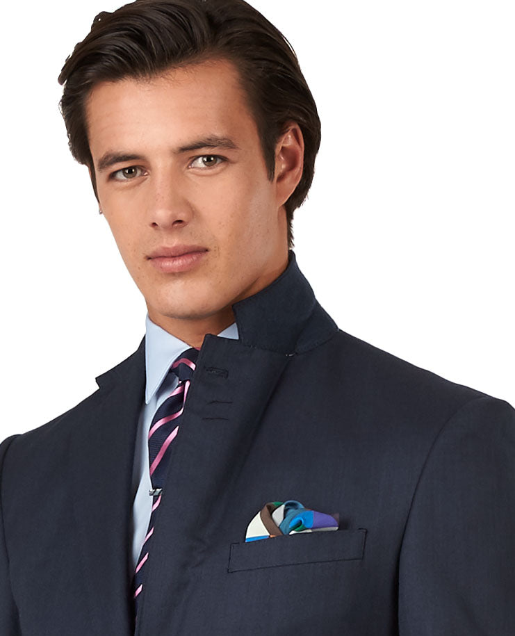 The Lancaster Regular Fit Navy Blue Sharkskin Jacket