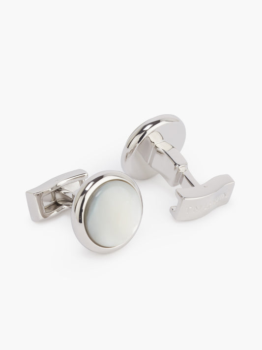 Pearl Effect Cufflinks - Silver