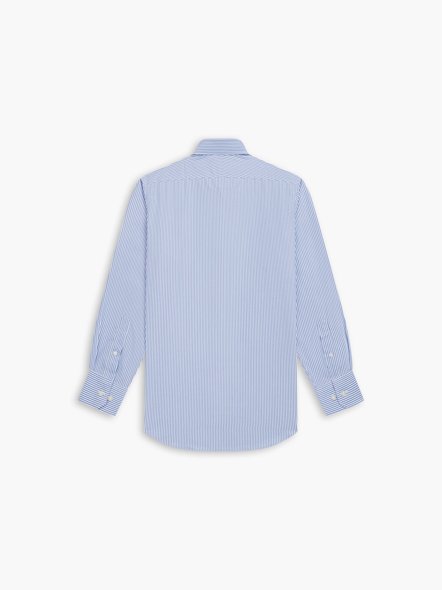 Image 4 of Non-Iron Light Blue Stripe Poplin Fitted Single Cuff Classic Collar Shirt