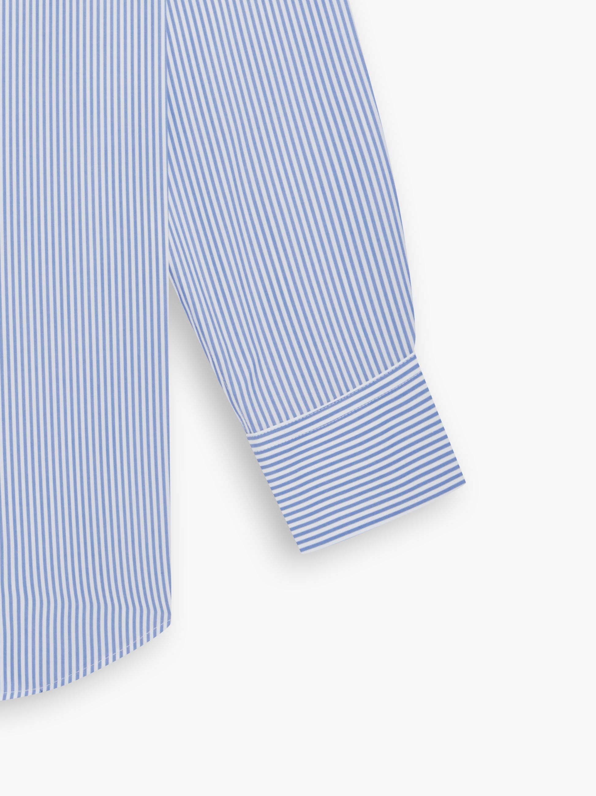 Non-Iron Light Blue Stripe Poplin Fitted Single Cuff Classic Collar Sh ...