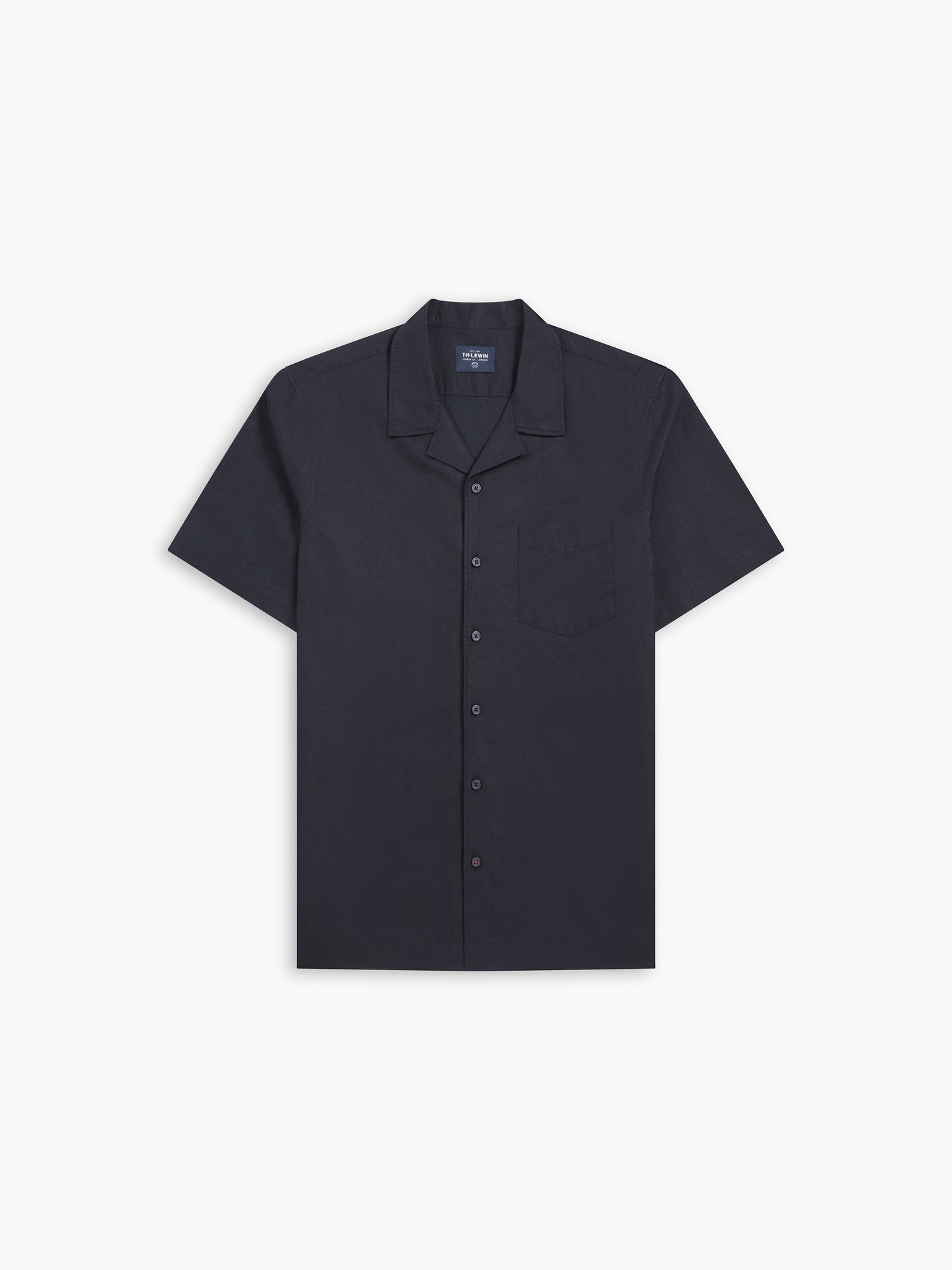 Image 1 of Navy Blue Linen Casual Shirt
