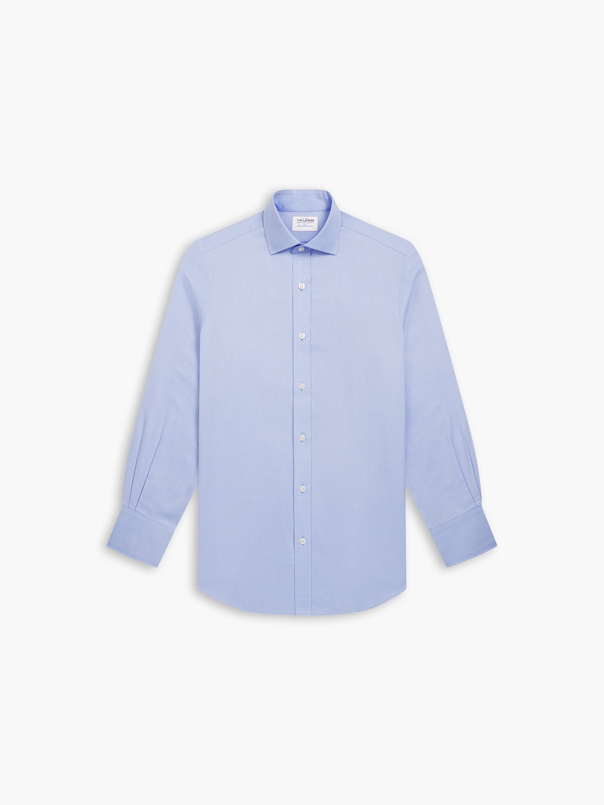 Image 2 of Non-Iron Blue Plain Royal Oxford Slim Fit Single Cuff Classic Collar Shirt