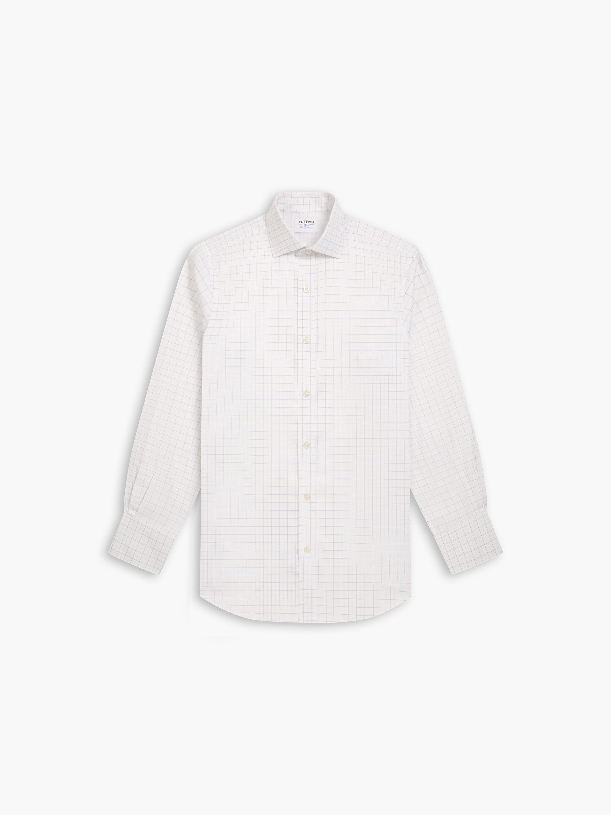 Image 2 of Non-Iron Blue & Pink Double Check Oxford Regular Fit Single Cuff Classic Collar Shirt