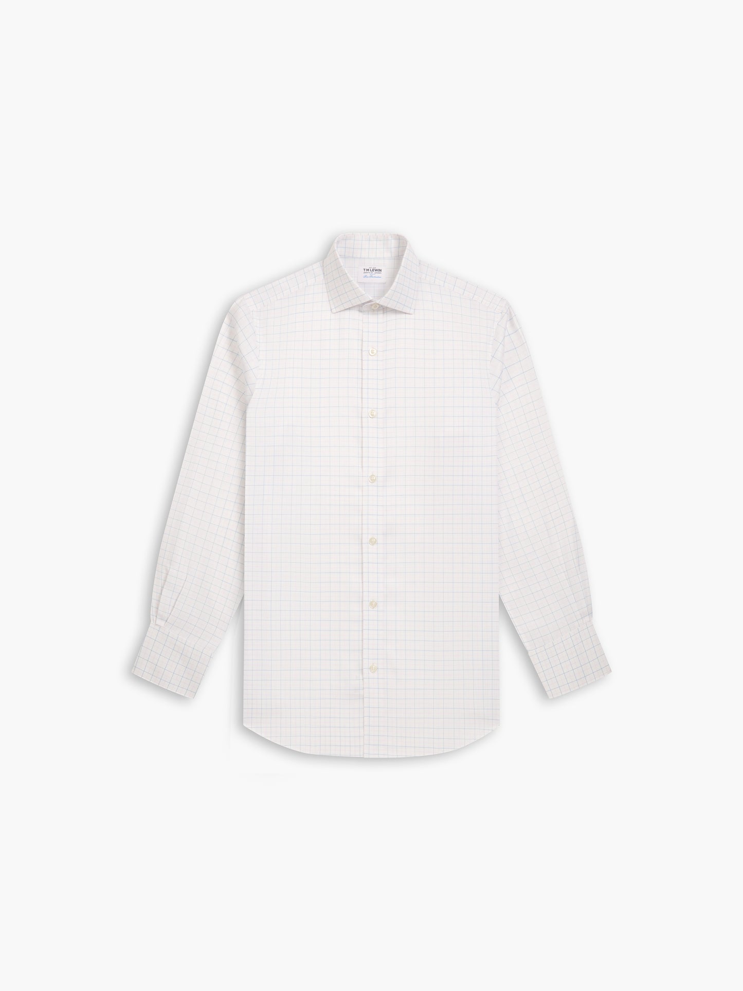 Image 2 of Non-Iron Blue & Pink Double Check Oxford Super Fitted Single Cuff Classic Collar Shirt