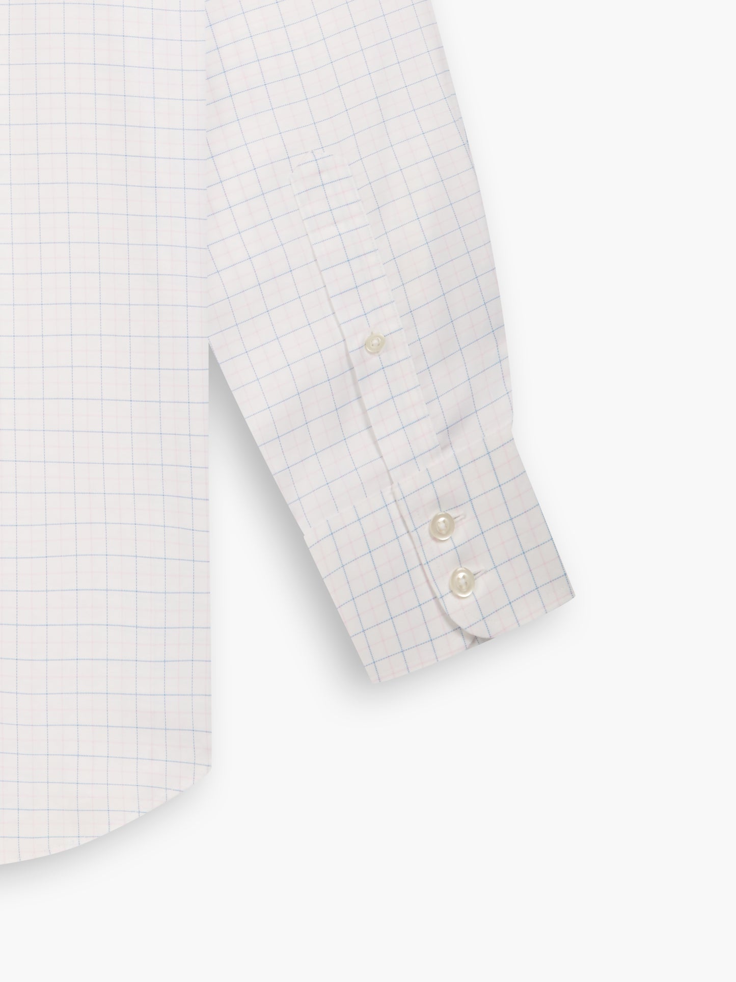Image 3 of Non-Iron Blue & Pink Double Check Oxford Fitted Single Cuff Classic Collar Shirt