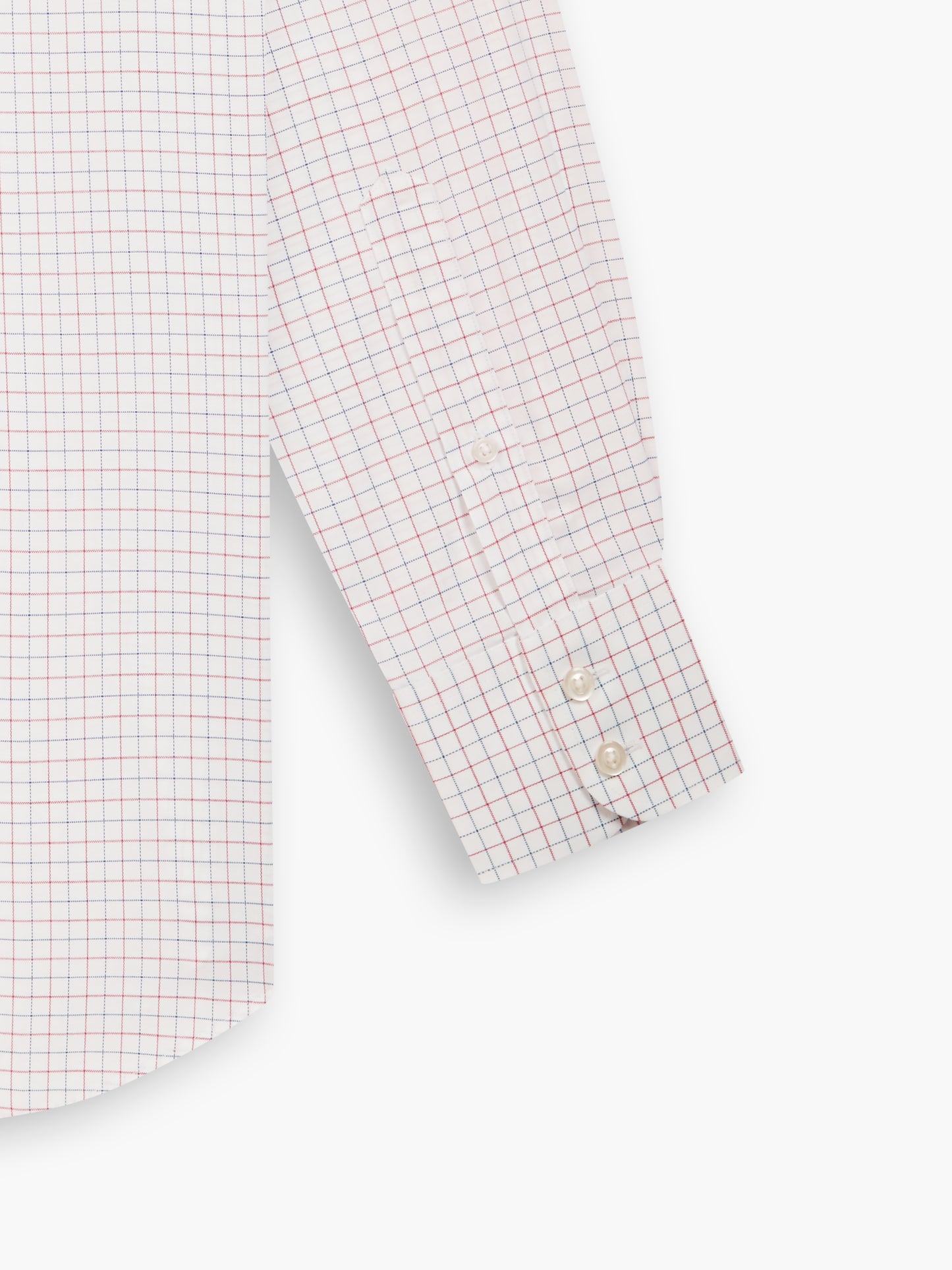 Image 3 of Non-Iron Navy & Red Double Check Oxford Slim Fit Single Cuff Classic Collar Shirt