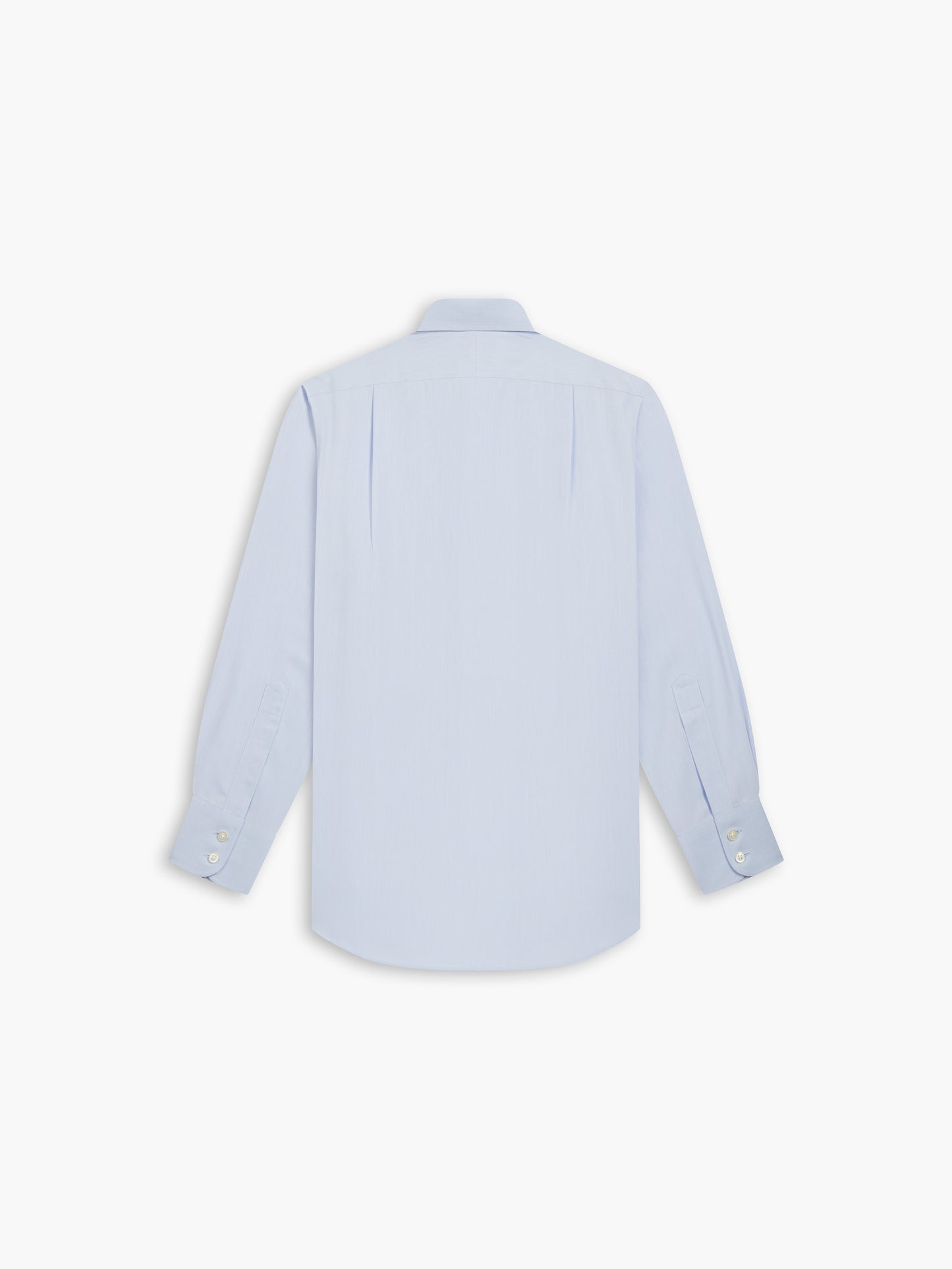 Image 8 of Non-Iron Light Blue Small Herringbone Fitted Single Cuff Classic Collar Shirt