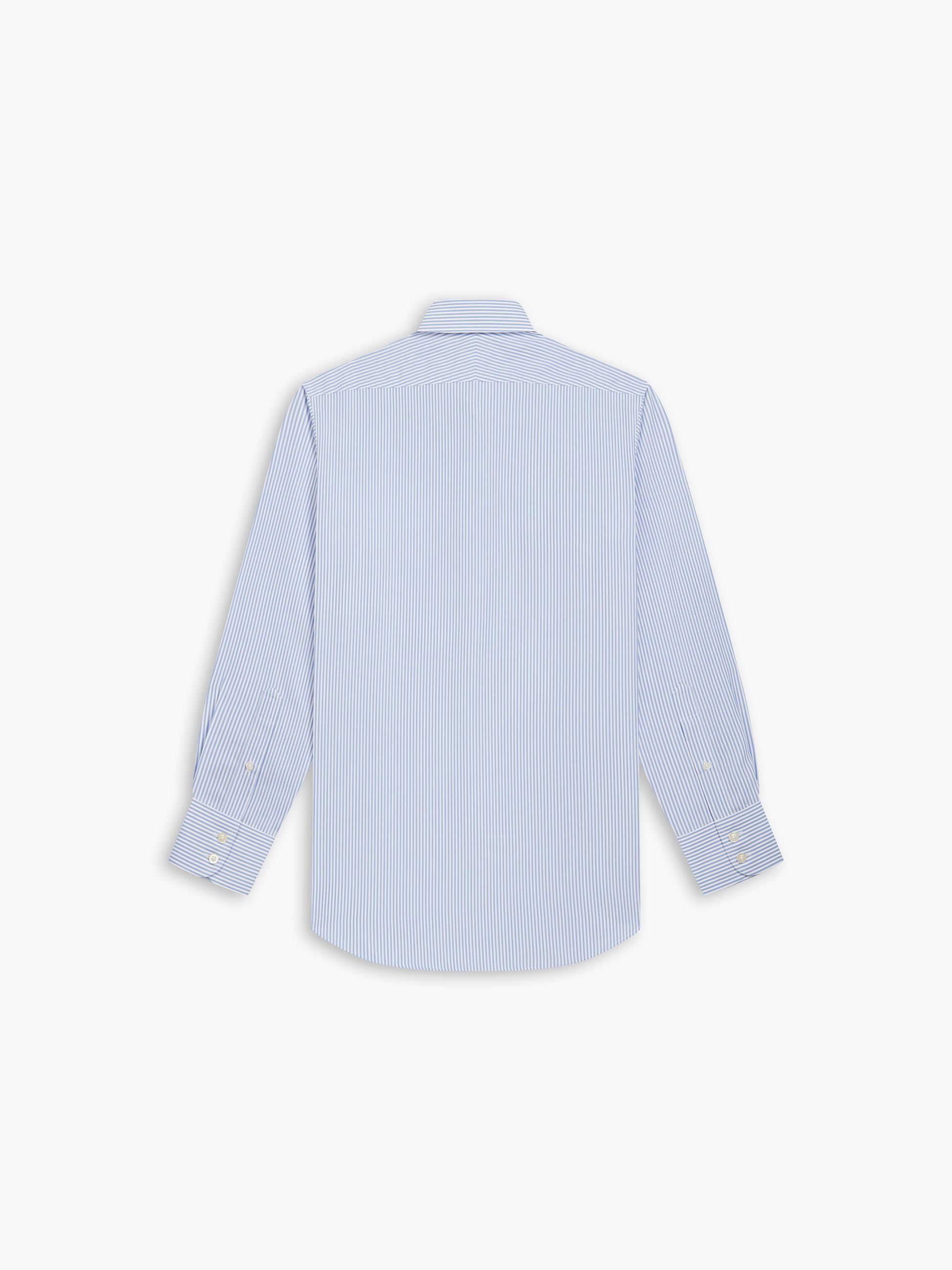 Image 4 of Non-Iron Slim Fit Light Blue Wide Stripe Poplin Classic Collar Single Cuff Shirt