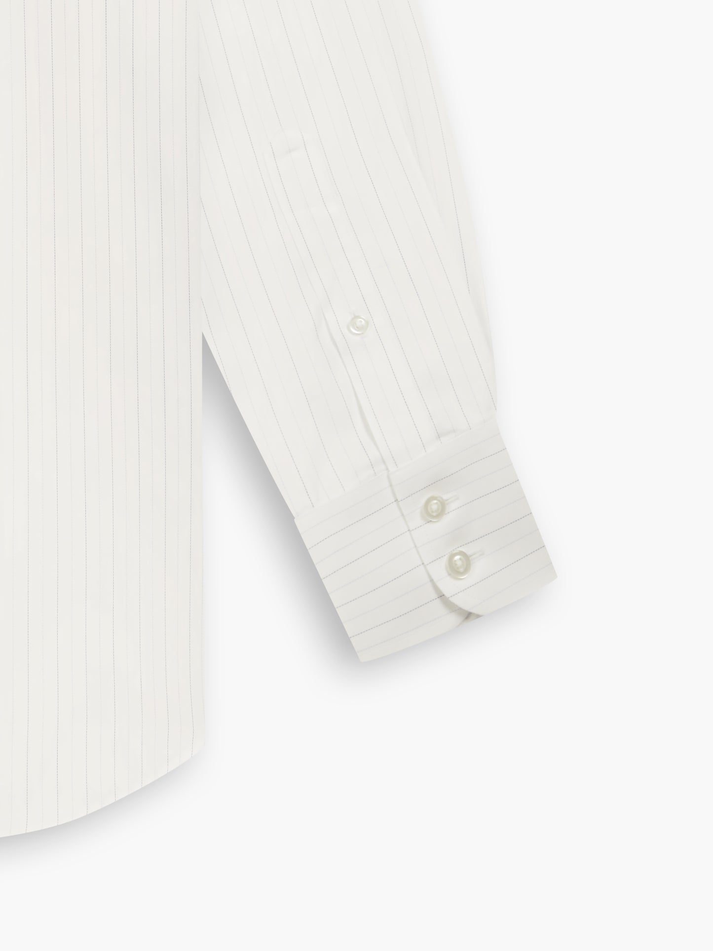 Image 3 of Non-Iron Navy Blue Fine Stripe Herringbone Slim Fit Single Cuff Classic Collar Shirt