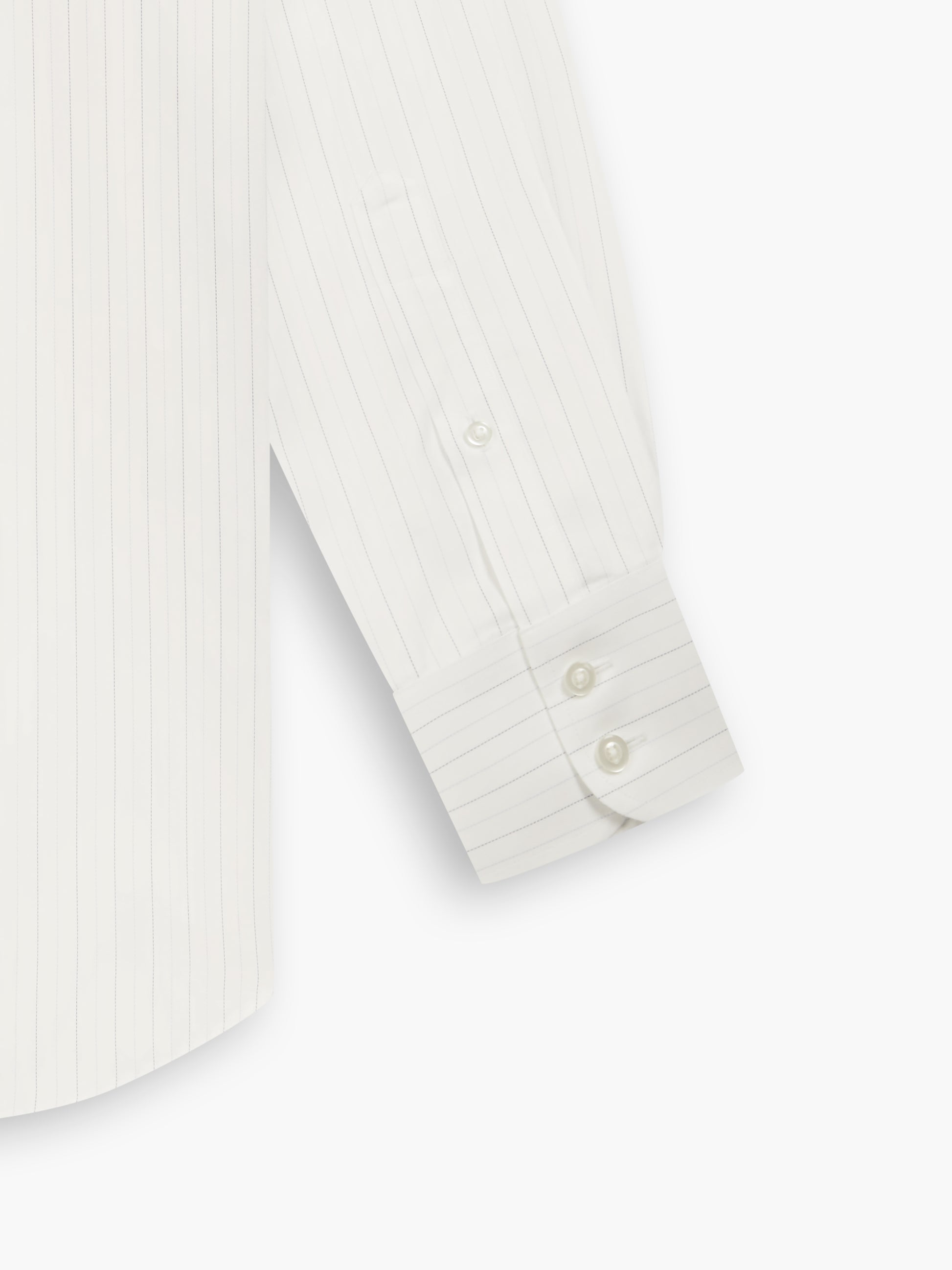 Image 3 of Non-Iron Navy Blue Fine Stripe Herringbone Regular Fit Single Cuff Classic Collar Shirt