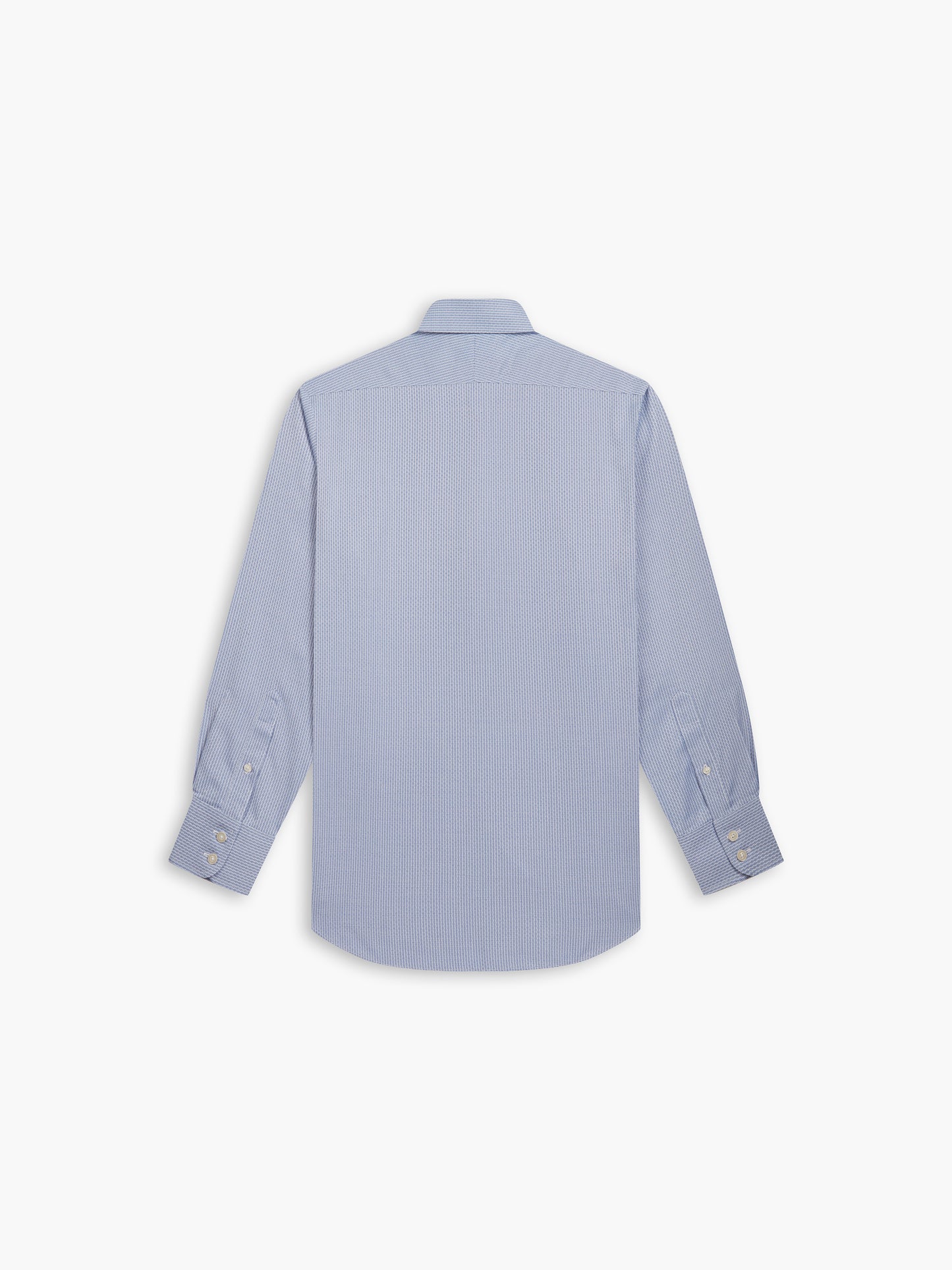 Image 4 of Non-Iron Navy Blue Brick Geometric Dobby Slim Fit Single Cuff Classic Collar Shirt