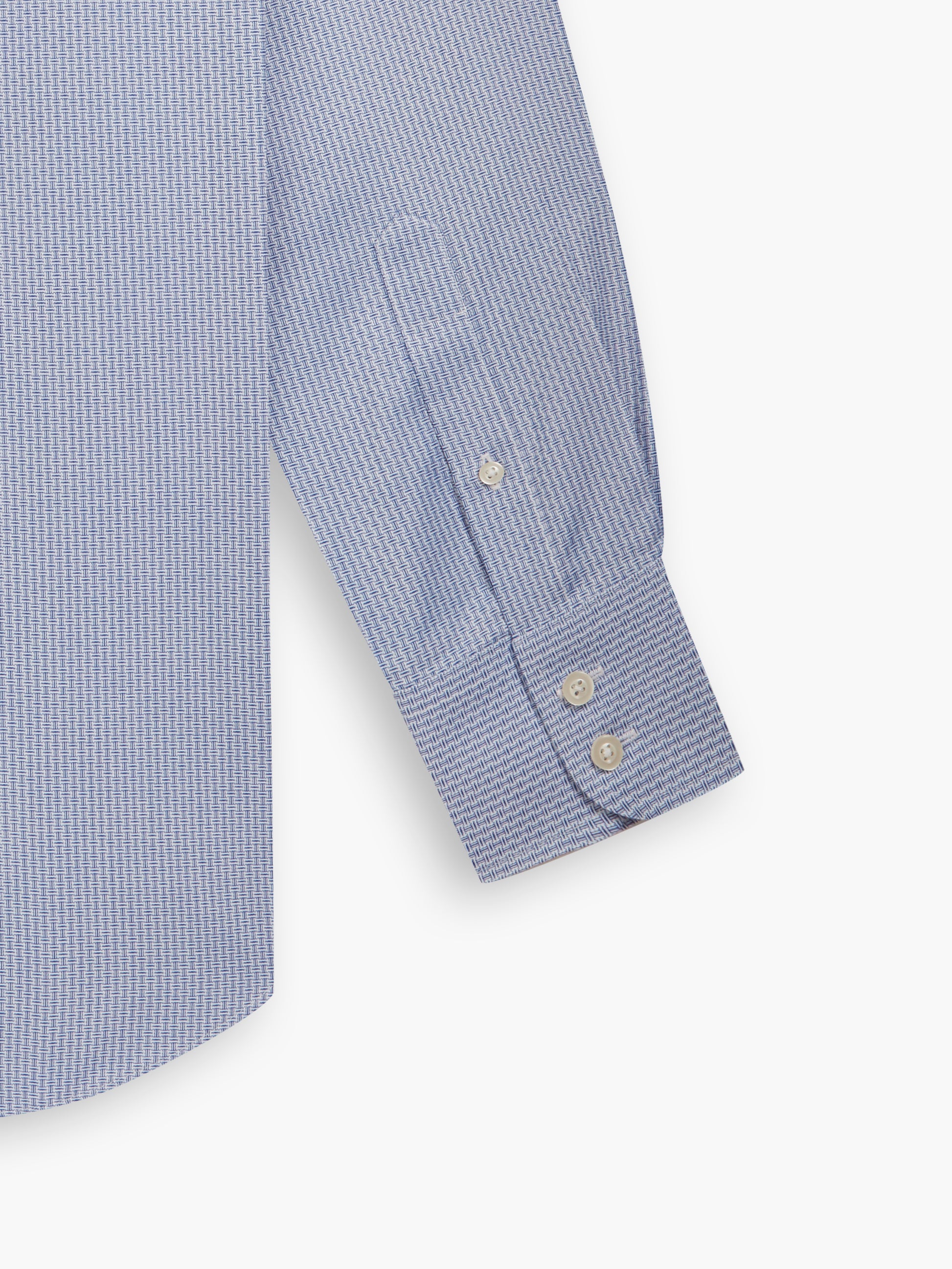 Image 3 of Non-Iron Navy Blue Brick Geometric Dobby Fitted Single Cuff Classic Collar Shirt