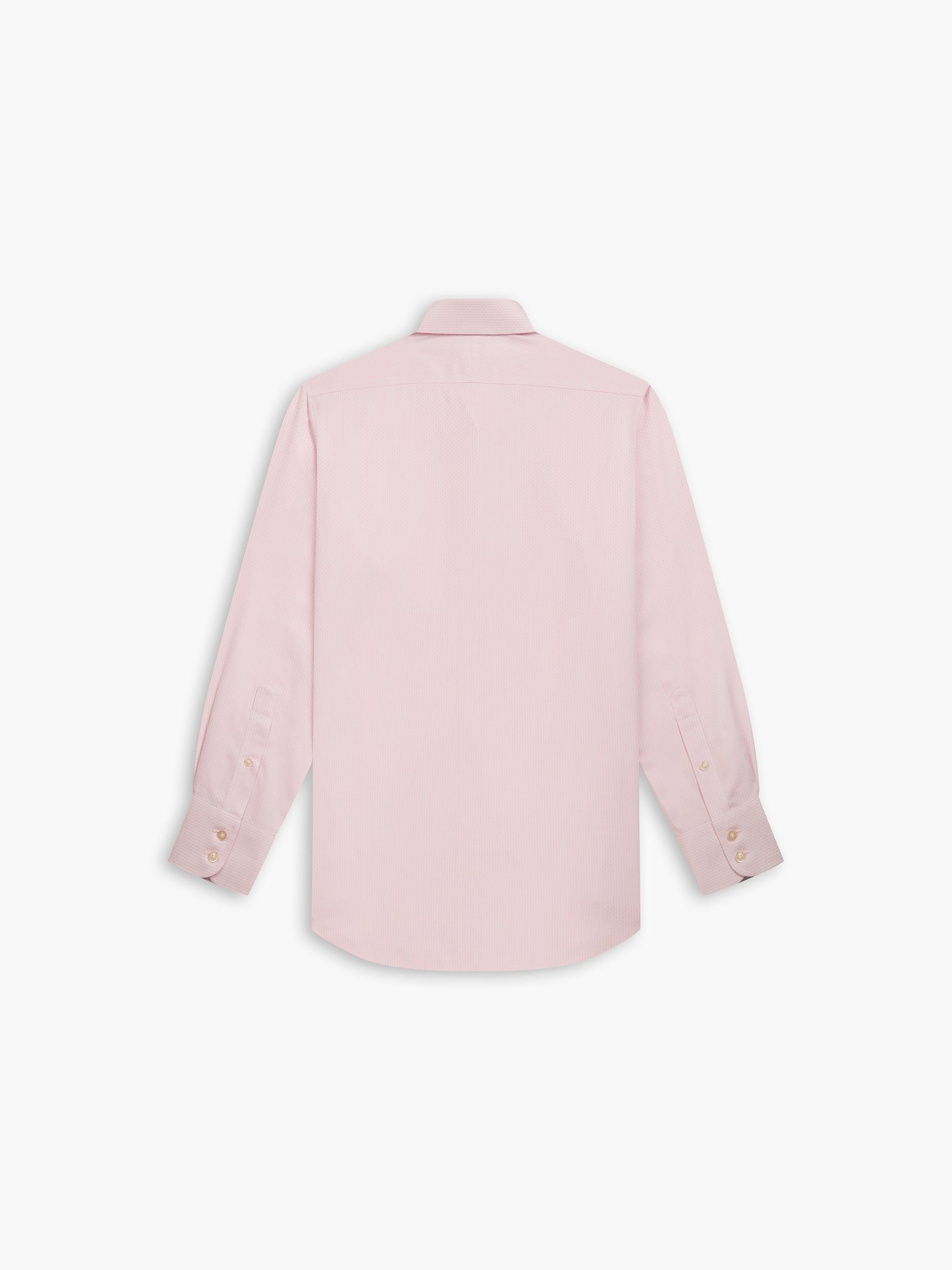 Image 4 of Non-Iron Pink Brick Geometric Dobby Fitted Single Cuff Classic Collar Shirt