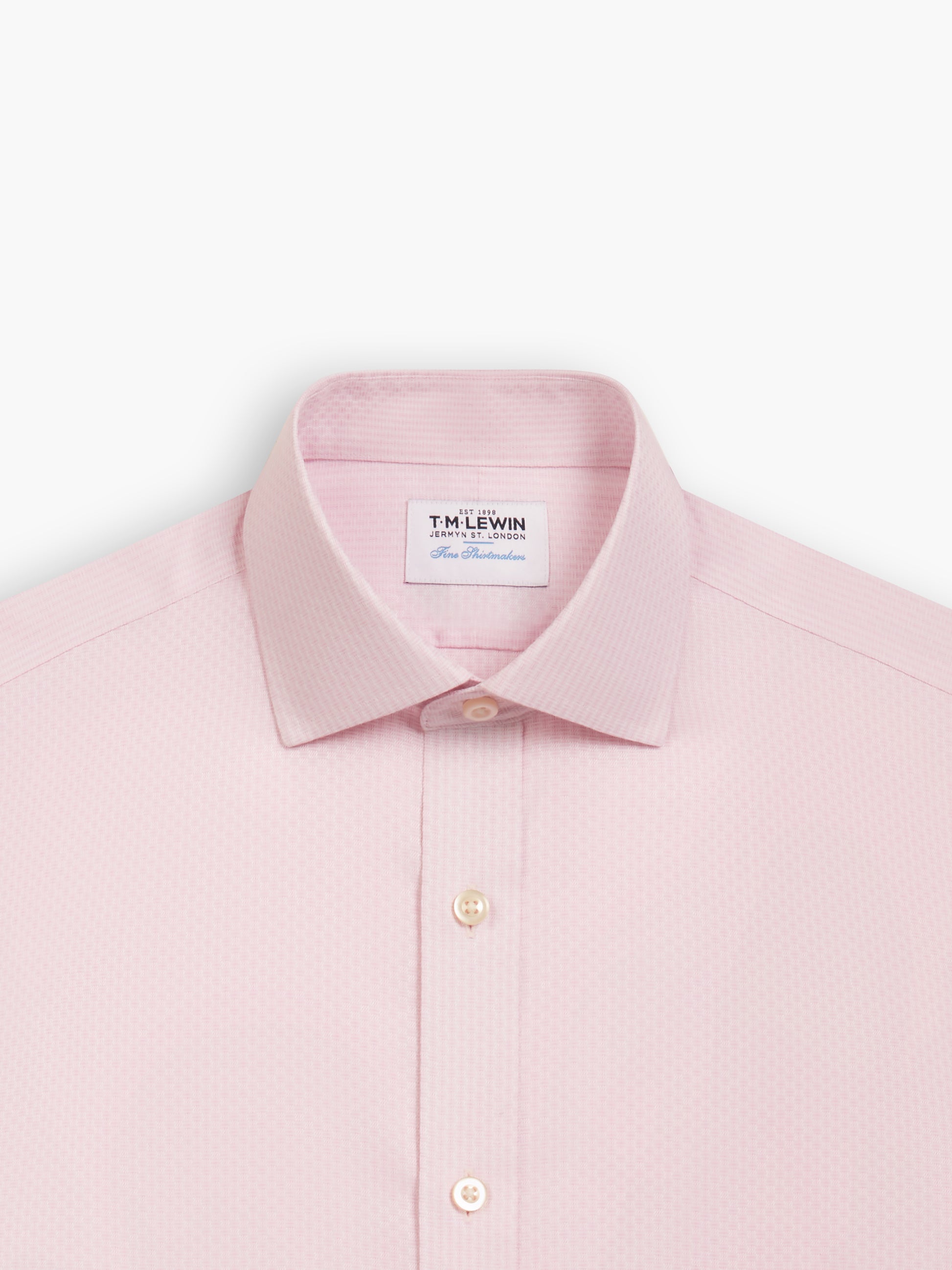 Image 1 of Non-Iron Pink Brick Geometric Dobby Fitted Single Cuff Classic Collar Shirt