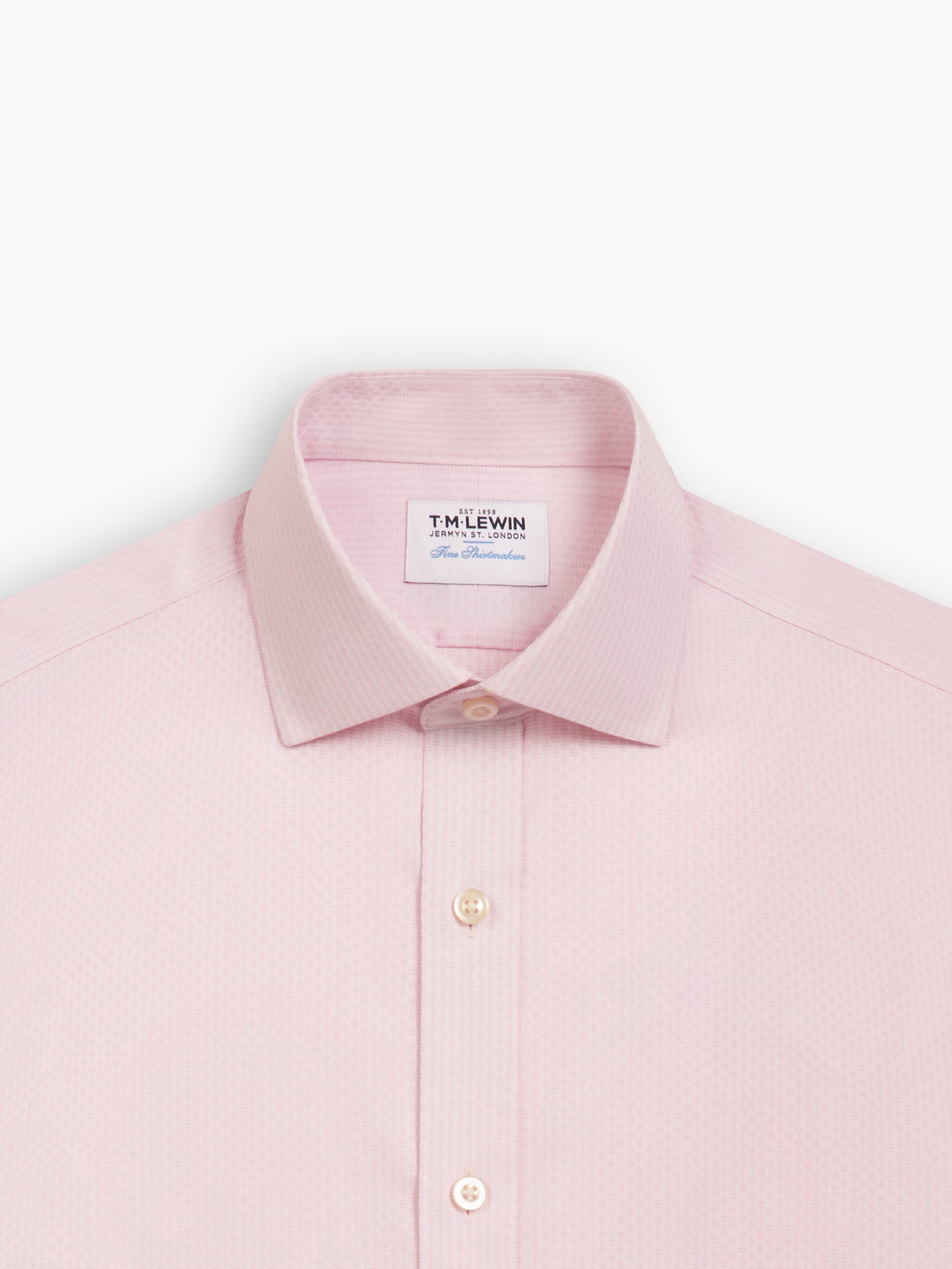 Image 1 of Non-Iron Pink Brick Geometric Dobby Super Fitted Single Cuff Classic Collar Shirt
