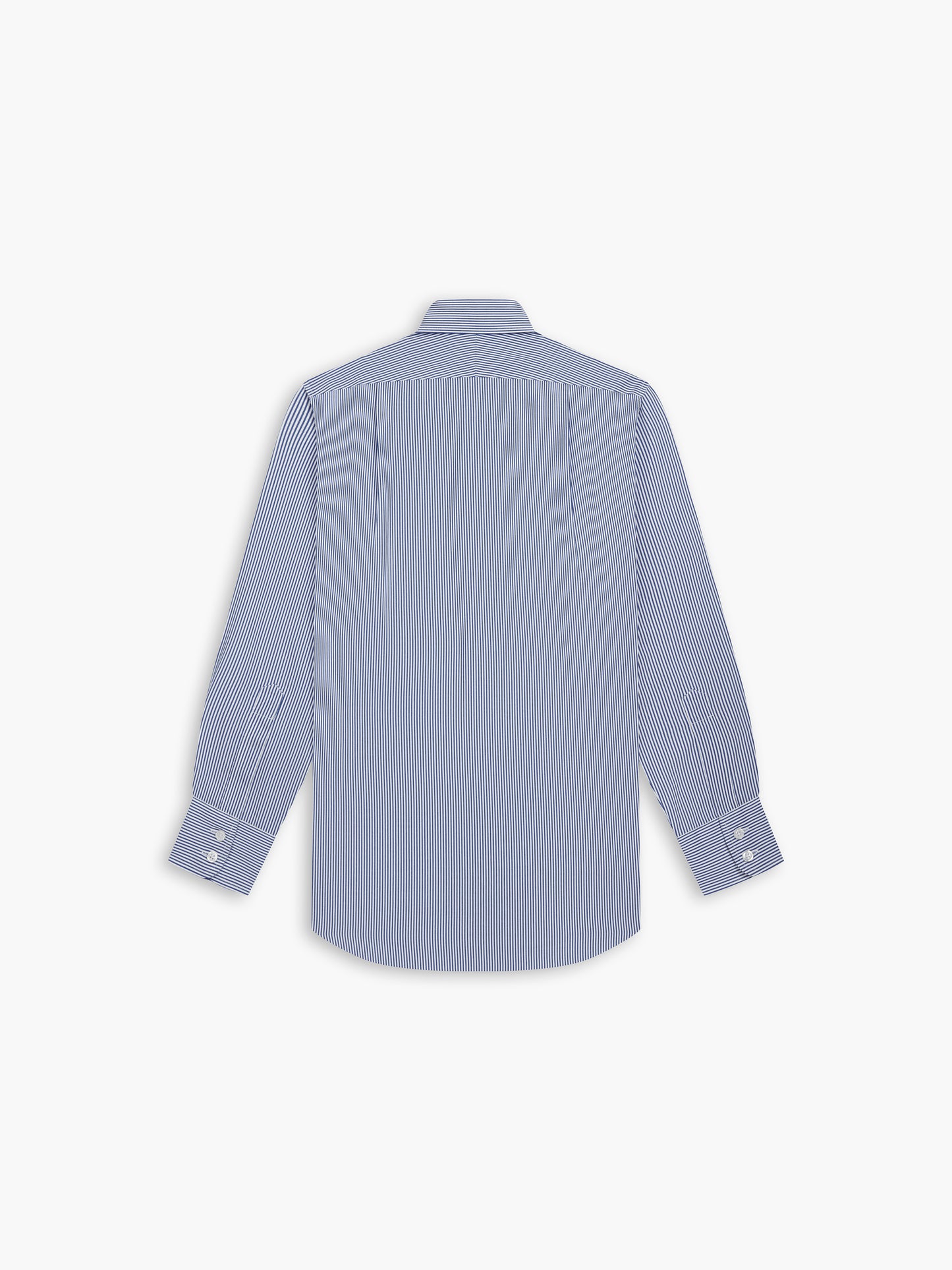 Non-Iron Navy Blue Bengal Stripe Twill Regular Fit Single Cuff Classic Collar Shirt