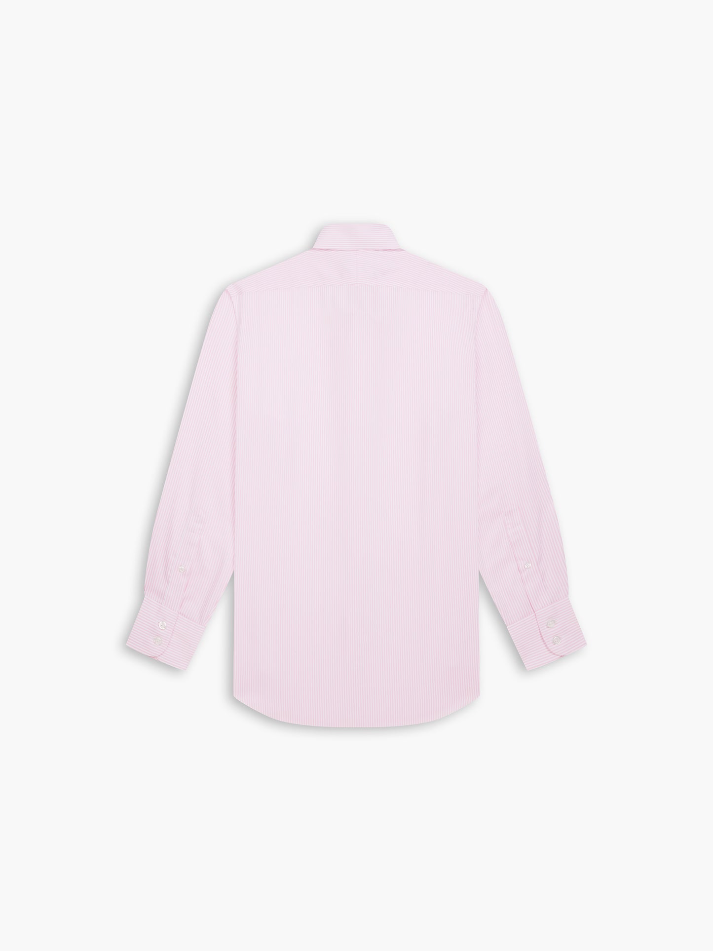 Non-Iron Pink Bengal Stripe Twill Fitted Single Cuff Classic Collar Shirt