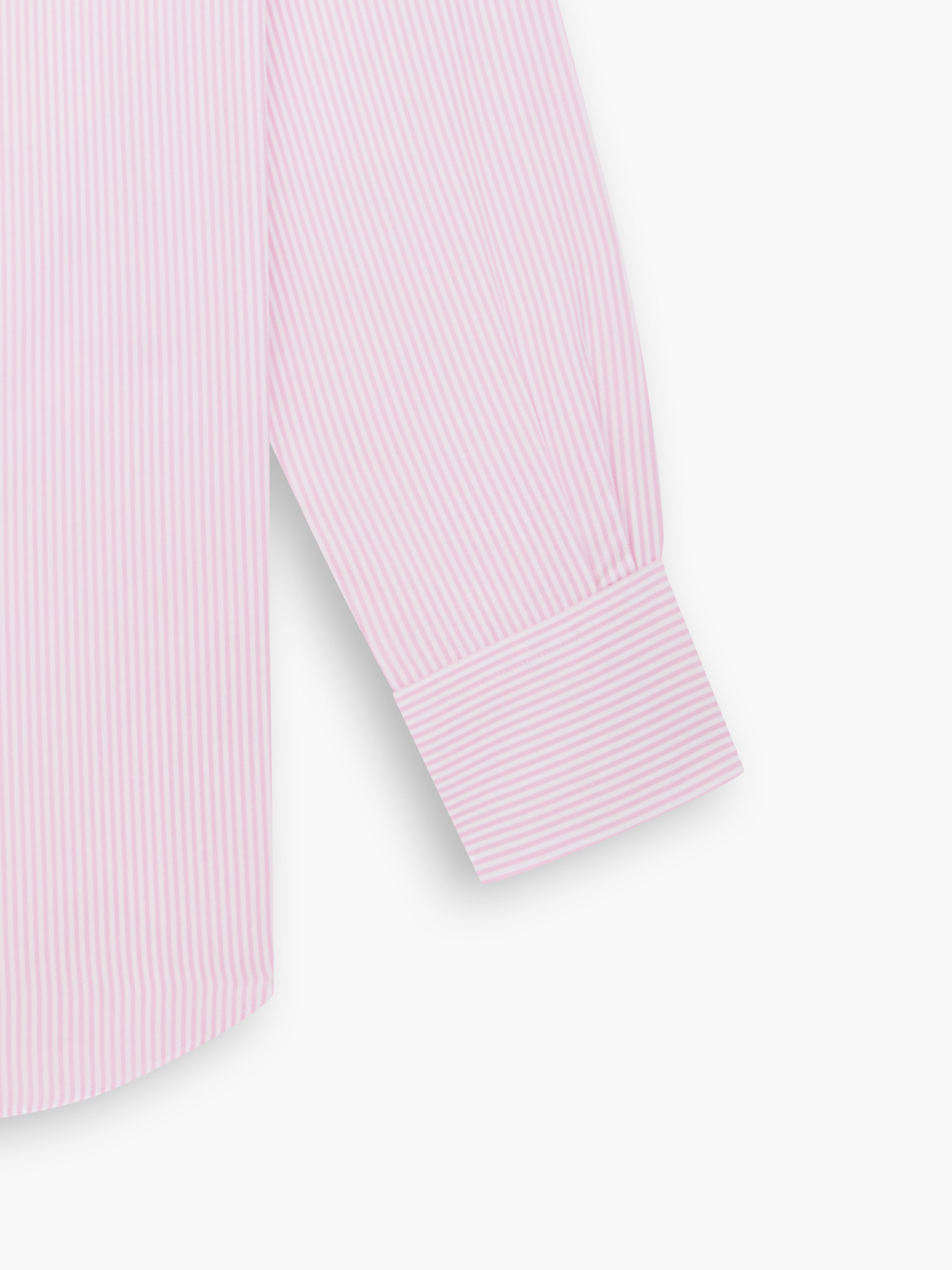 Non-Iron Pink Bengal Stripe Twill Fitted Single Cuff Classic Collar Sh ...