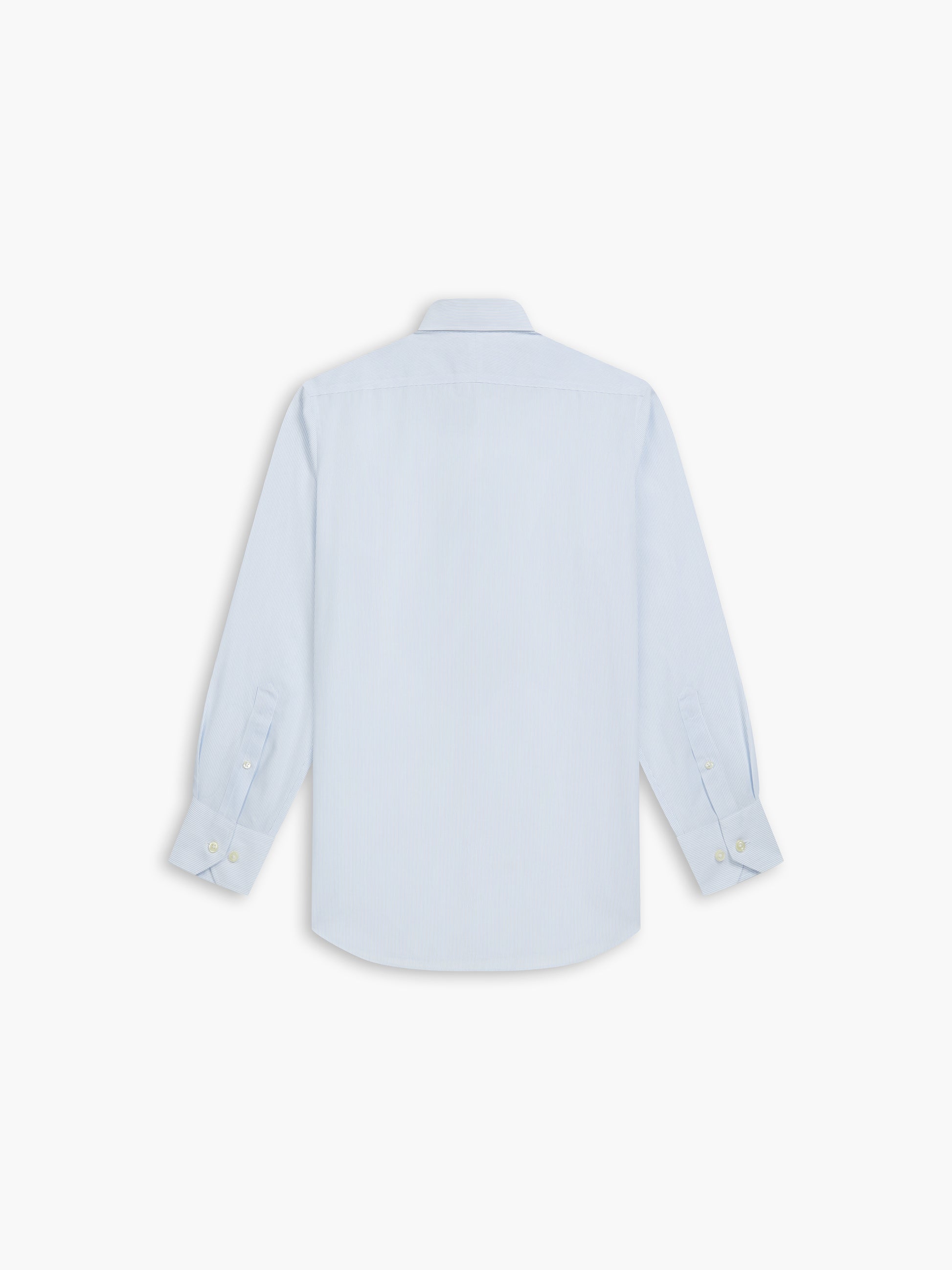 Image 3 of Non-Iron Blue Mini Stripe Poplin Fitted Single Cuff Classic Collar Shirt