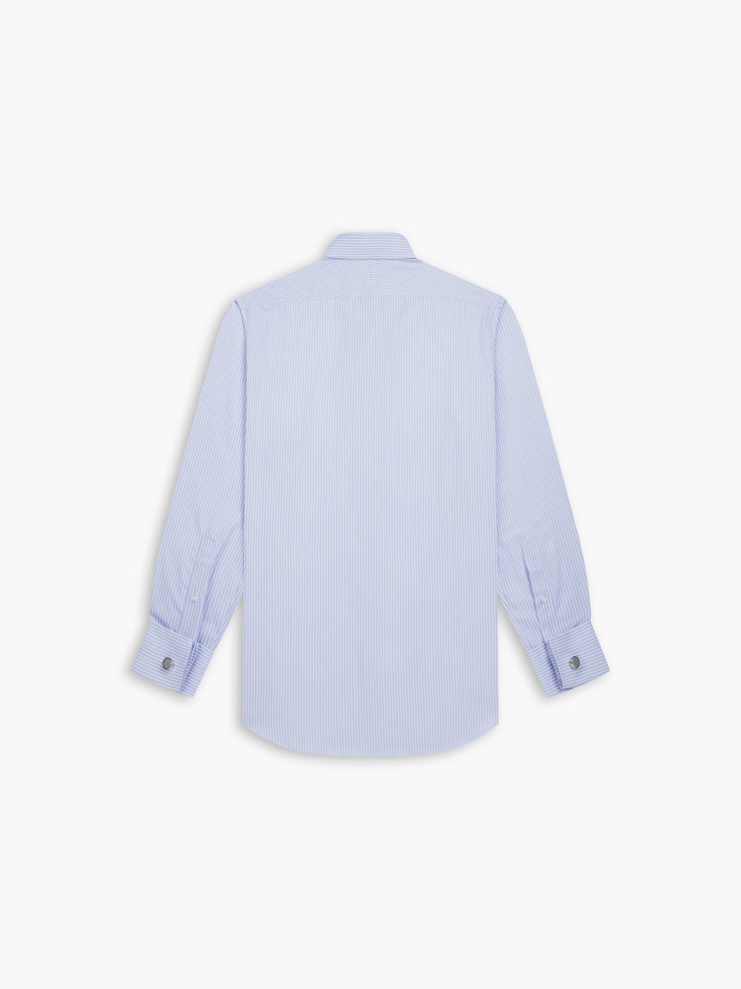 Non-Iron Light Blue Chalk Stripe Twill Slim Fit Double Cuff Classic Collar Shirt