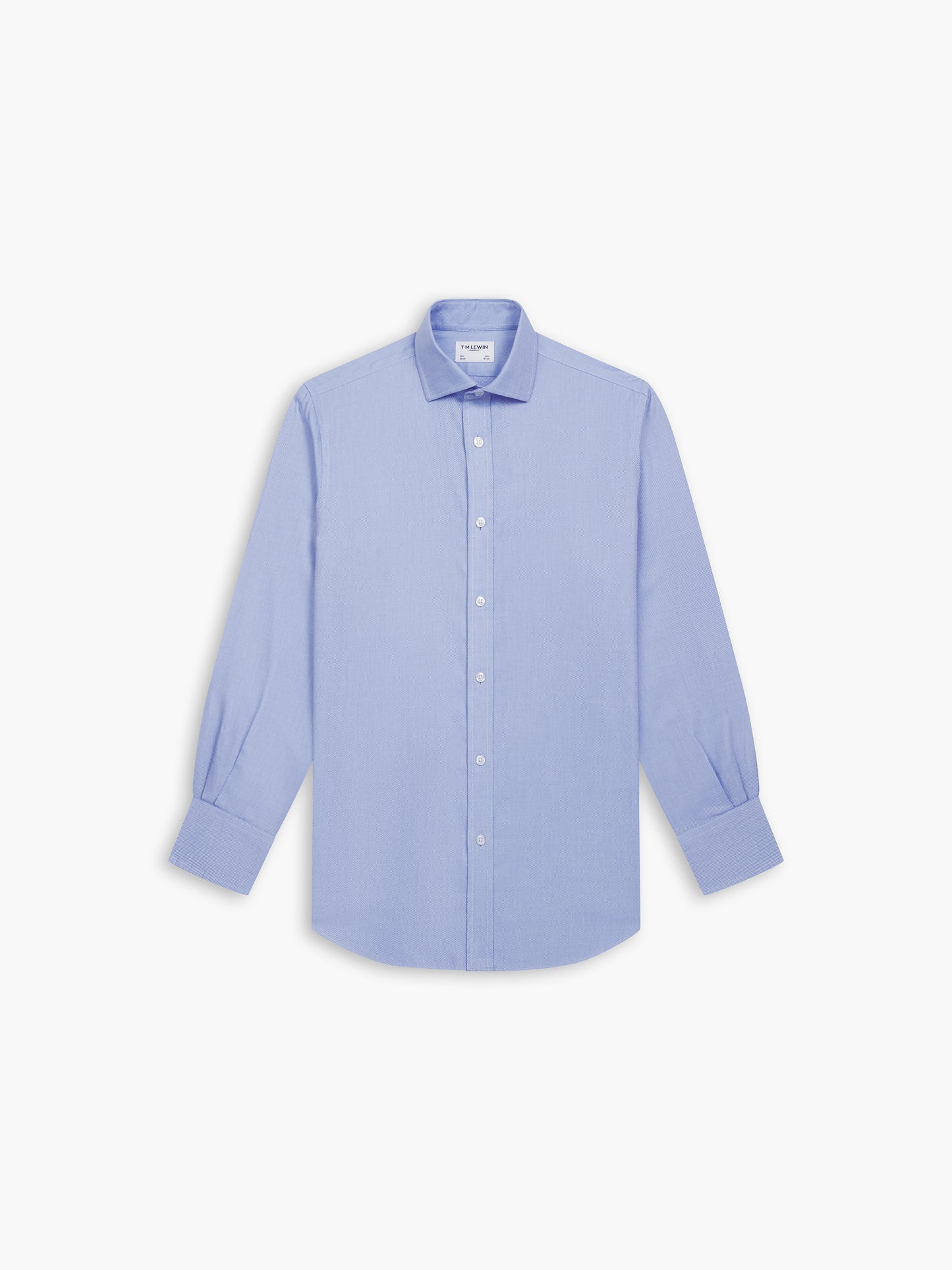 Non-Iron Blue Oxford Fitted Single Cuff Classic Collar Shirt
