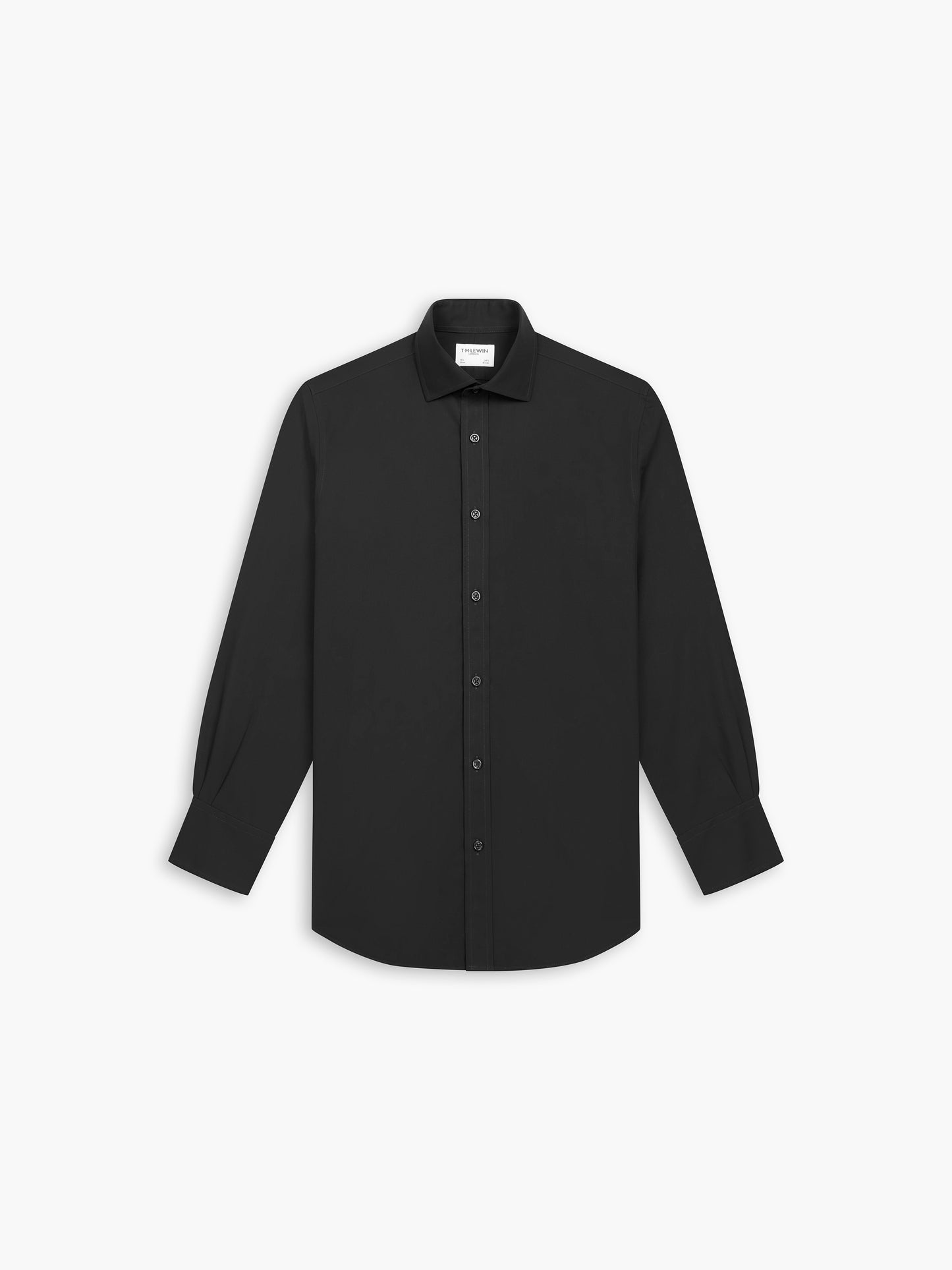 Non-Iron Black Poplin Slim Fit Single Cuff Classic Collar Shirt