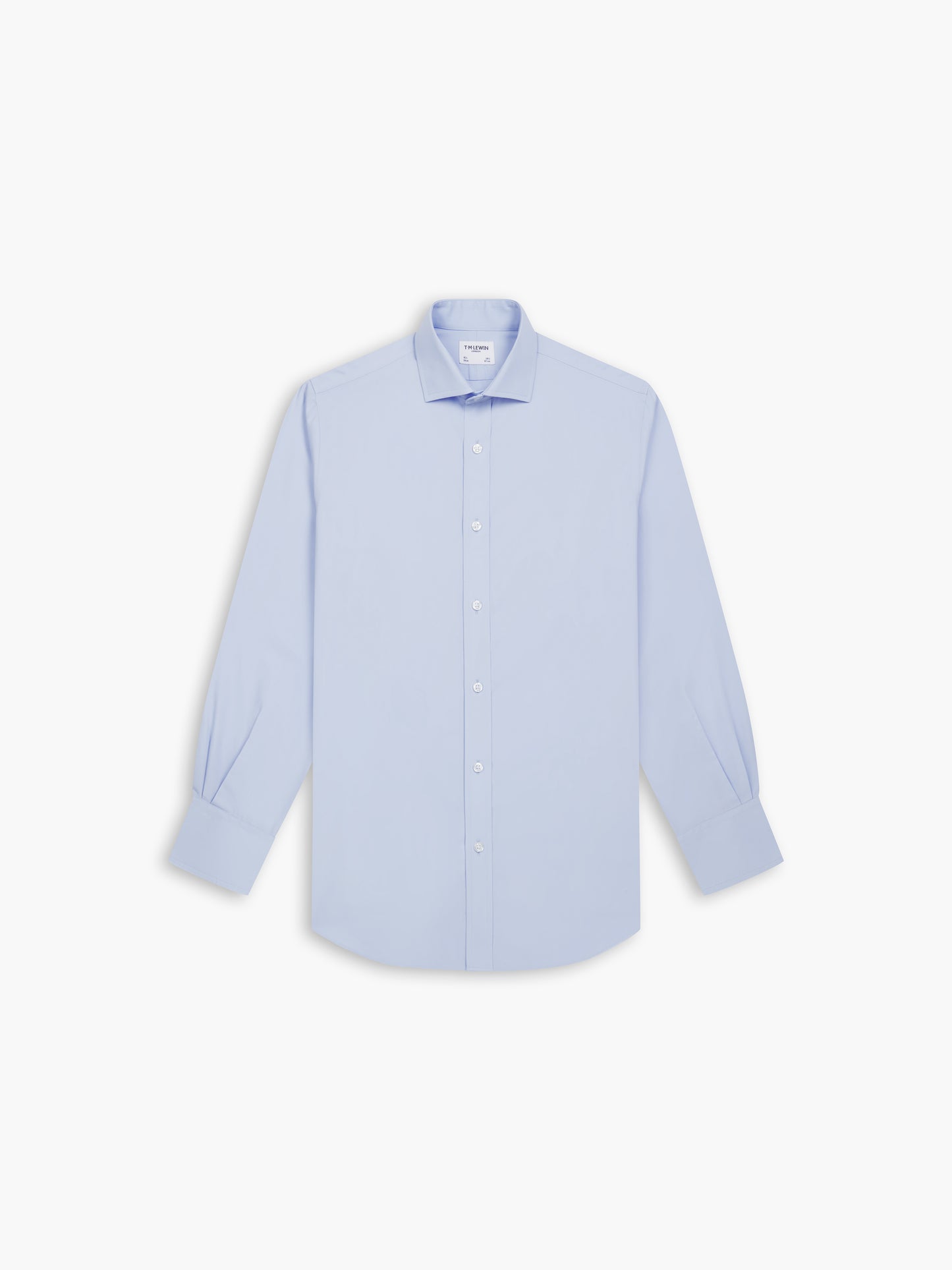Non-Iron Light Blue Poplin Fitted Single Cuff Classic Collar Shirt