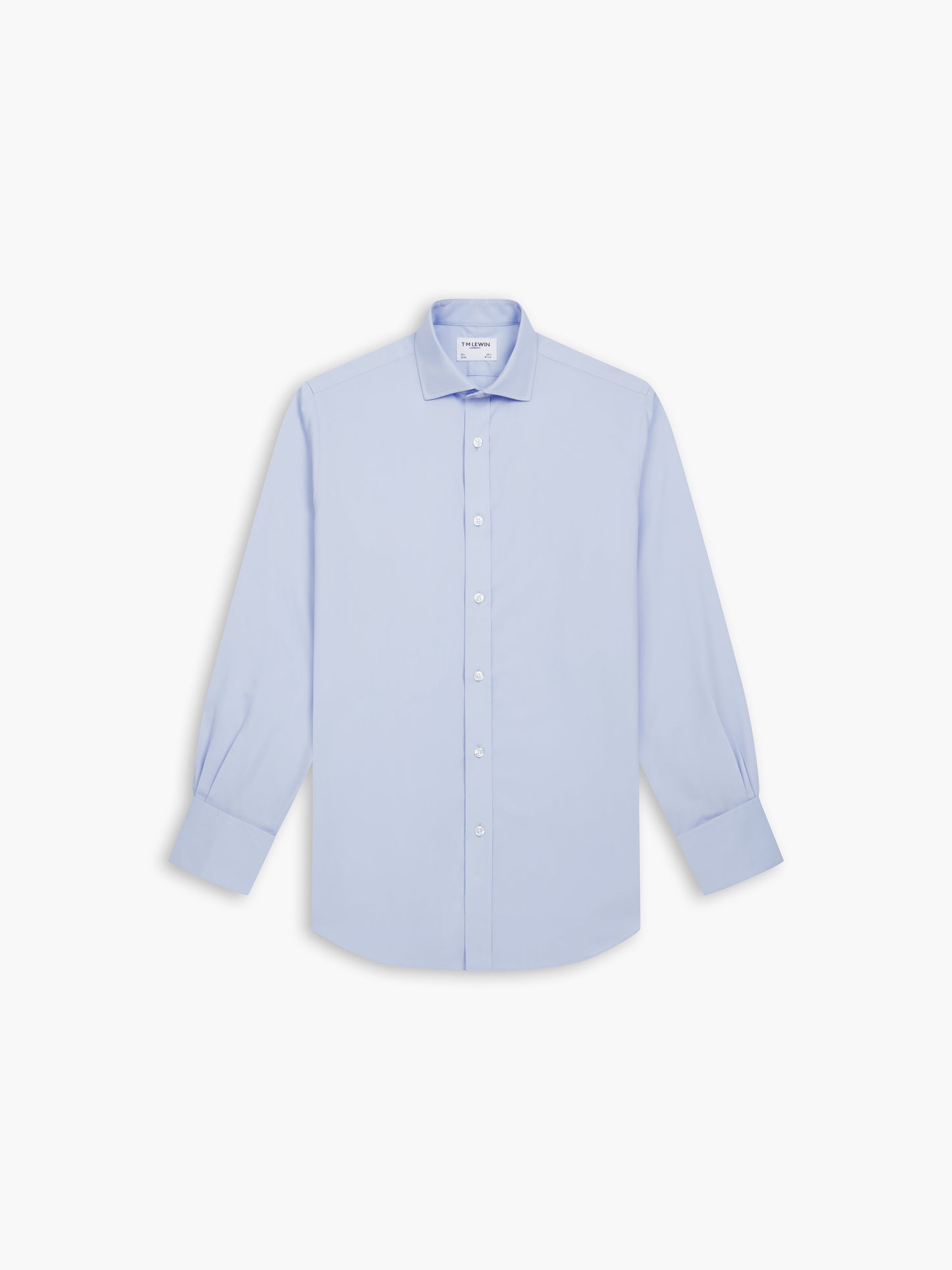 Non-Iron Blue Poplin Slim Fit Double Cuff Cutaway Collar Shirt